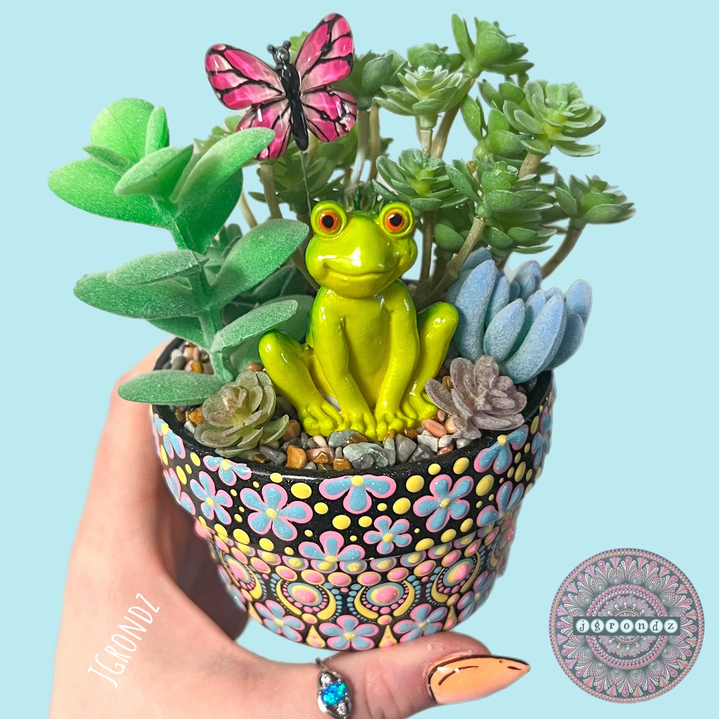 Hoppy Pot - Spring/Easter Painted Succulent Pot