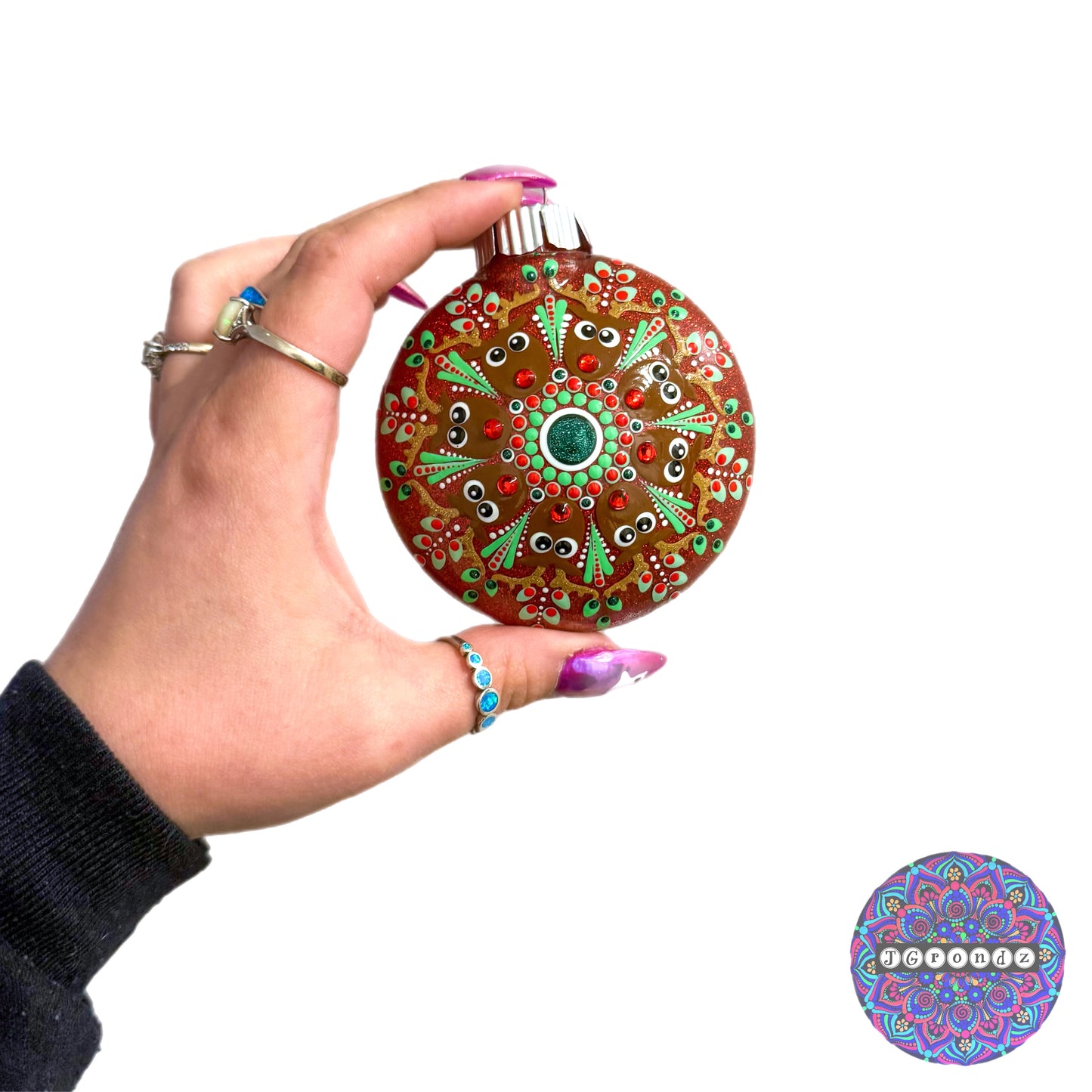 3” Rudolph Mandala Glitter Ornament