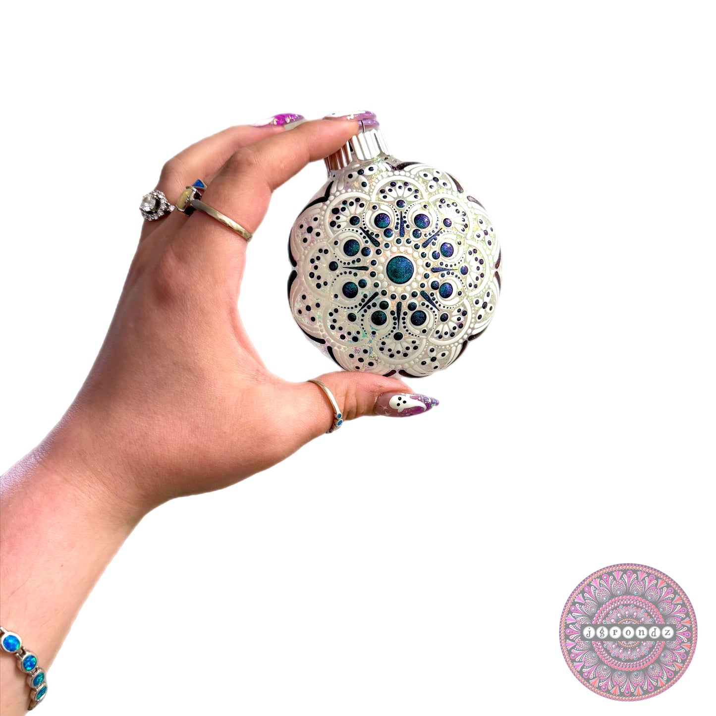 3” Oil Slick Mandala Glitter Ornament (#100 for July)