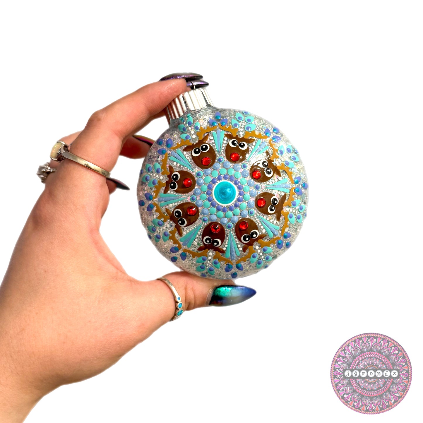 3” Rudolph Mandala Glitter Ornament