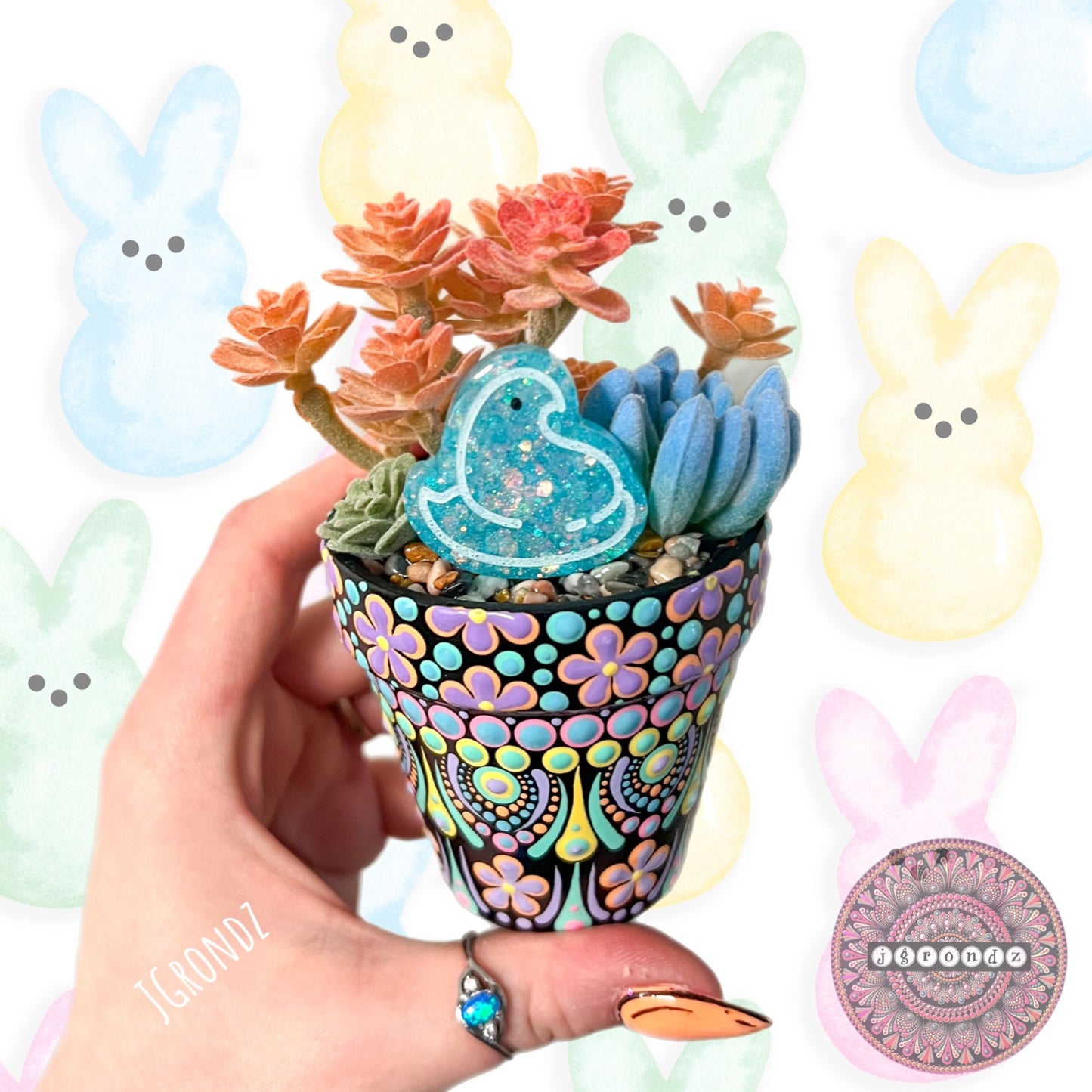 Hoppy Pot - Spring/Easter Painted Succulent Pot