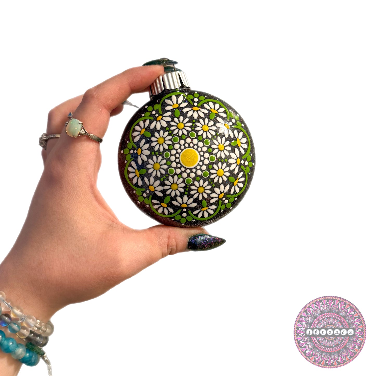 3” Daisy Mandala Glitter Ornament