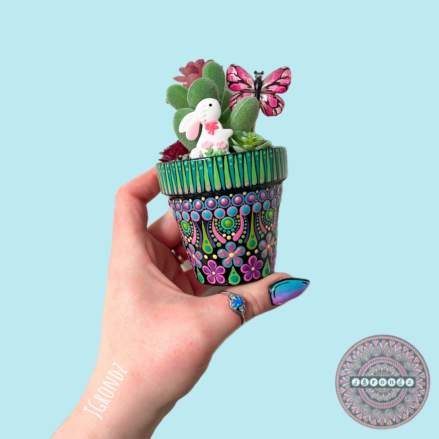 Hoppy Pot - Spring/Easter Painted Succulent Pot