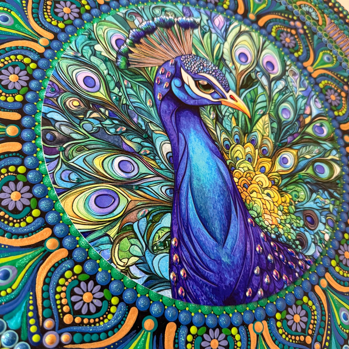 16” Peacock Mandala Painting