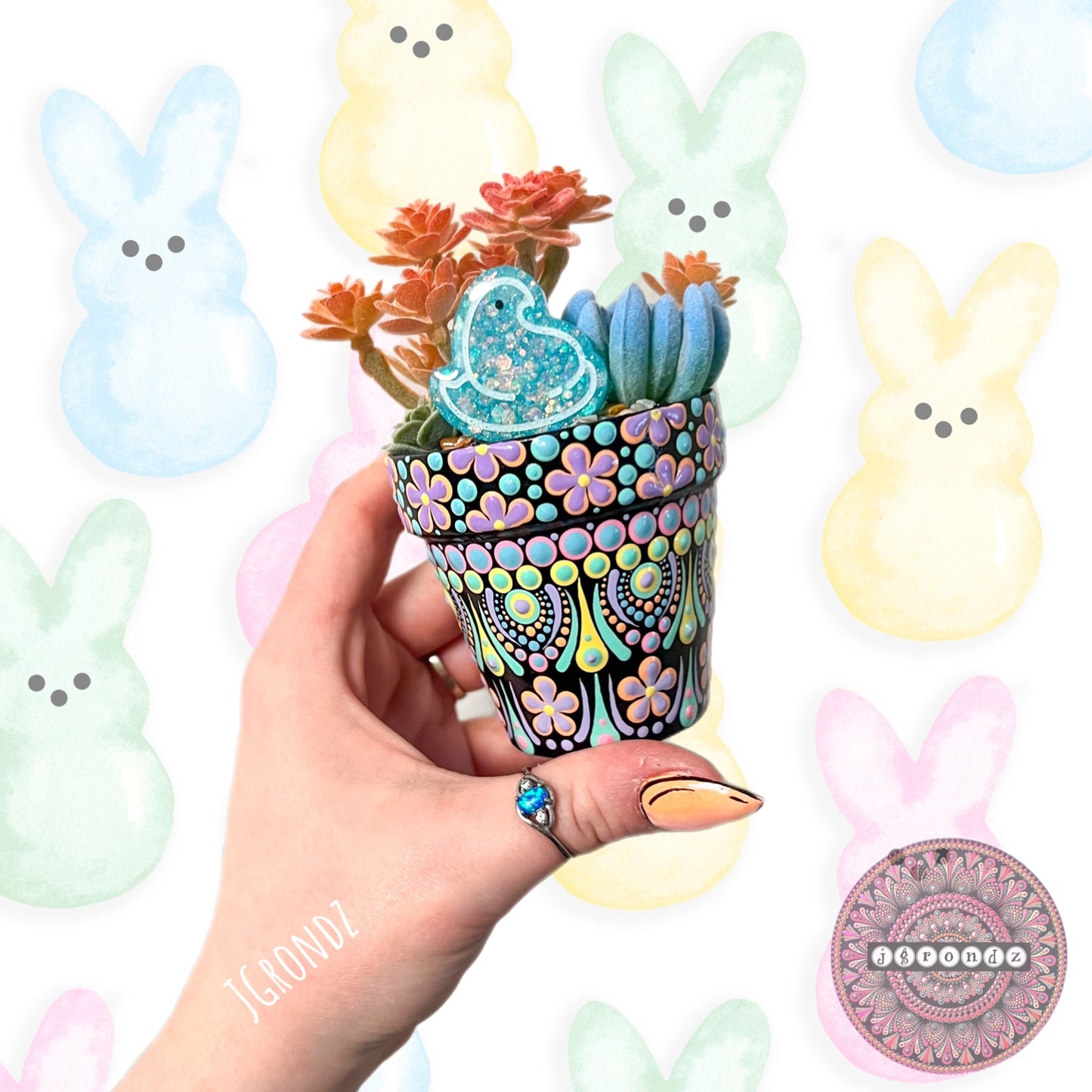 Hoppy Pot - Spring/Easter Painted Succulent Pot