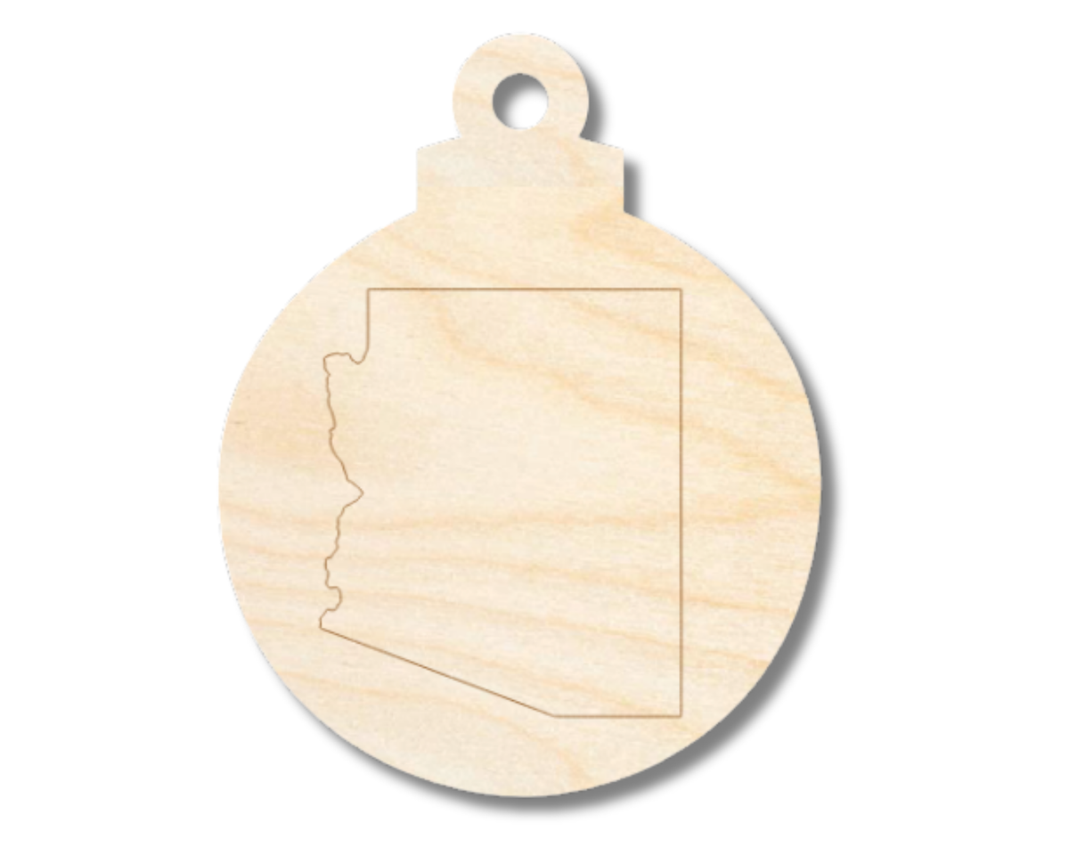 Unfinished Wood Etched Arizona Ornament Shape | Paint By Line Crafts | up to 30" DIY