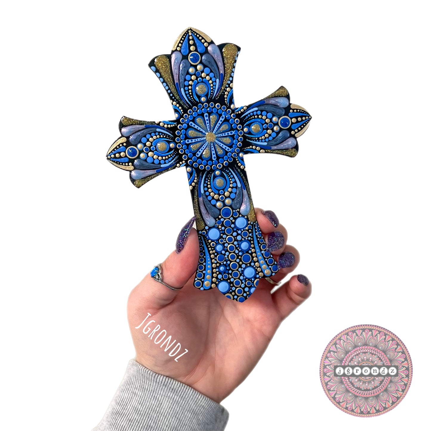 Painted Mandala Dot Art Wooden Cross Wall Decor