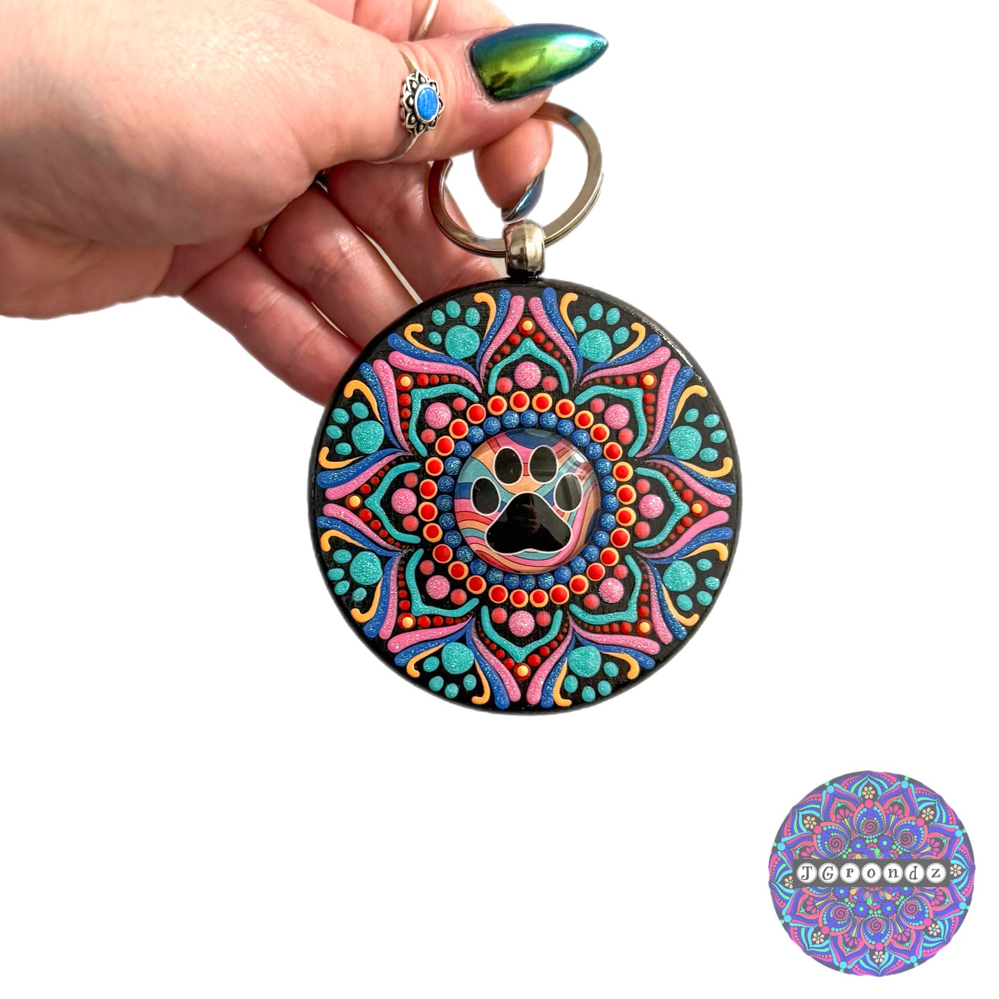Paw Print Mandala Purse Pendant 3”
