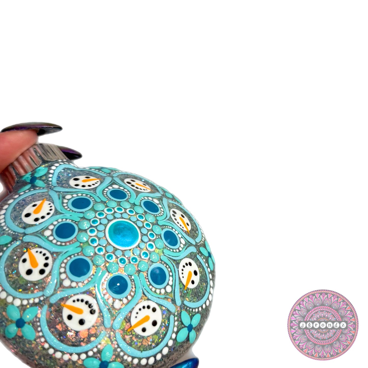 3” Snowman Mandala Glitter Ornament