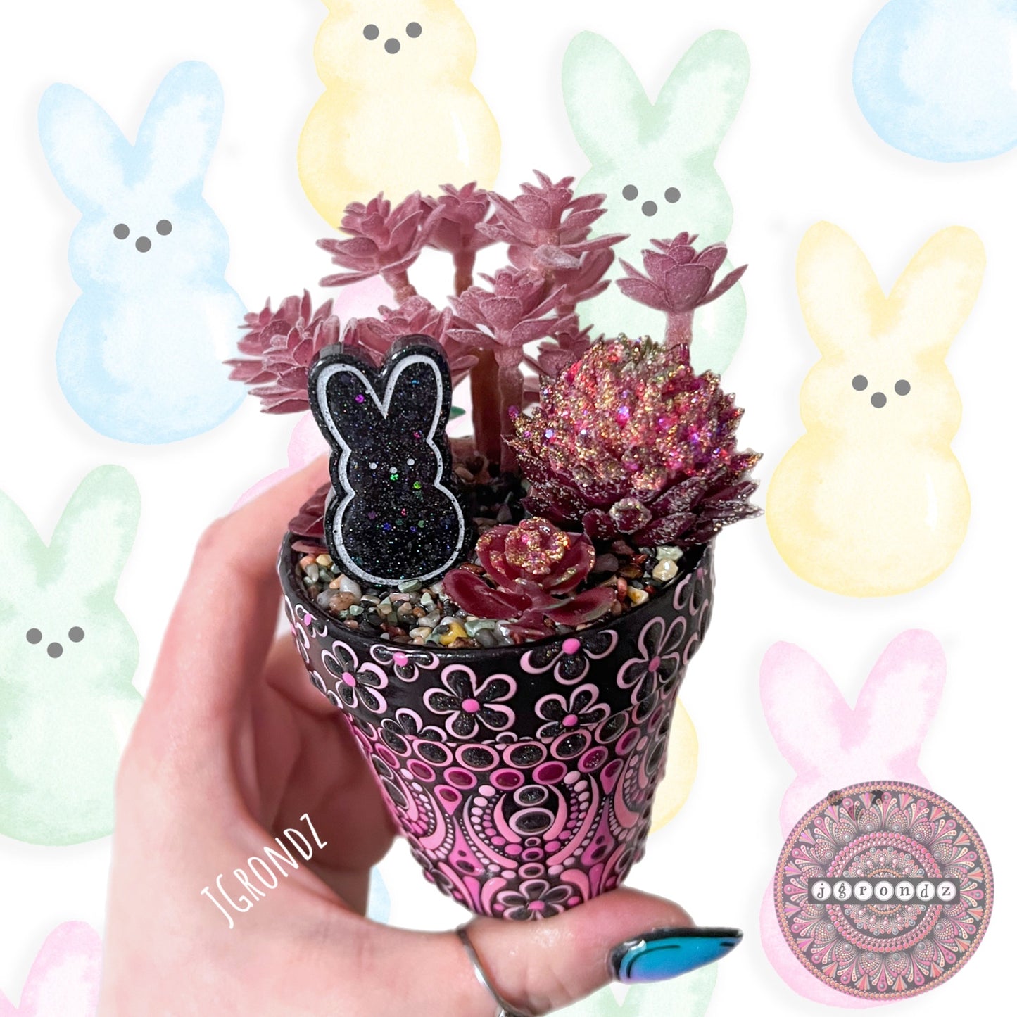 Hoppy Pot - Spring/Easter Painted Succulent Pot