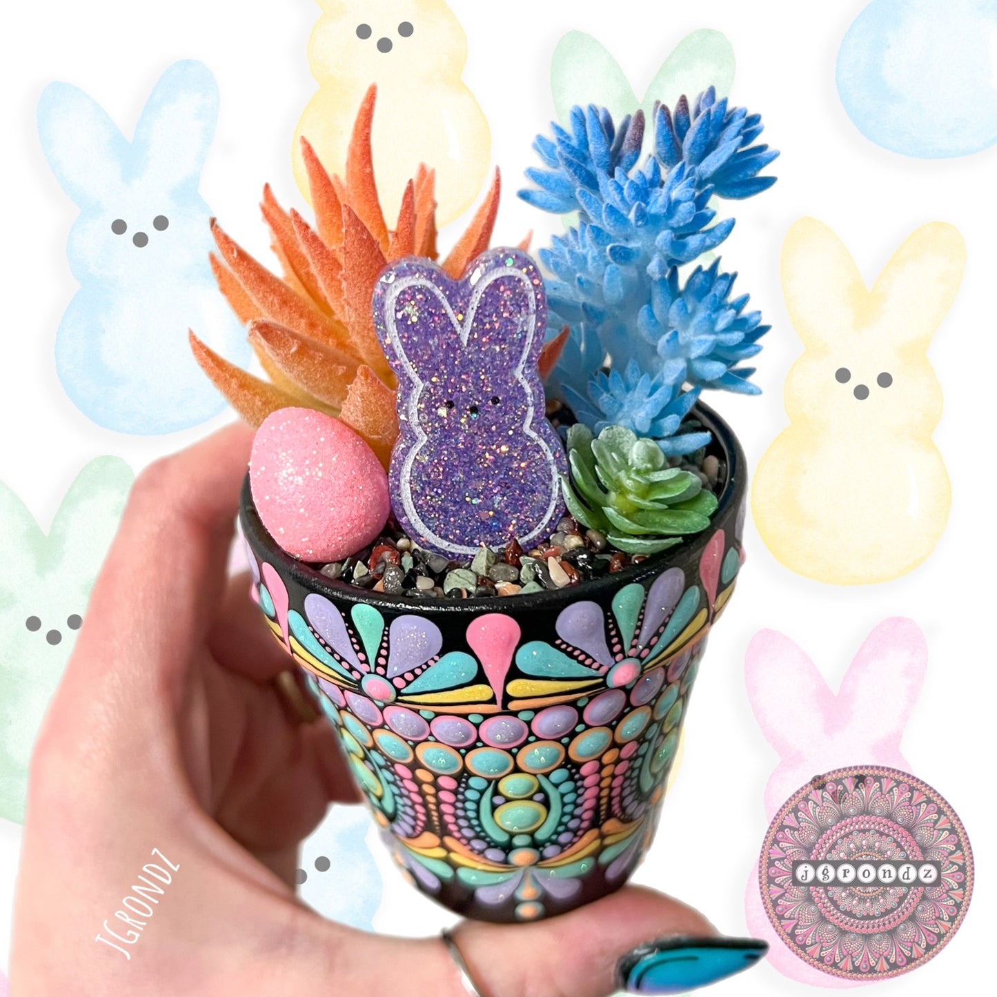 Hoppy Pot - Spring/Easter Painted Succulent Pot