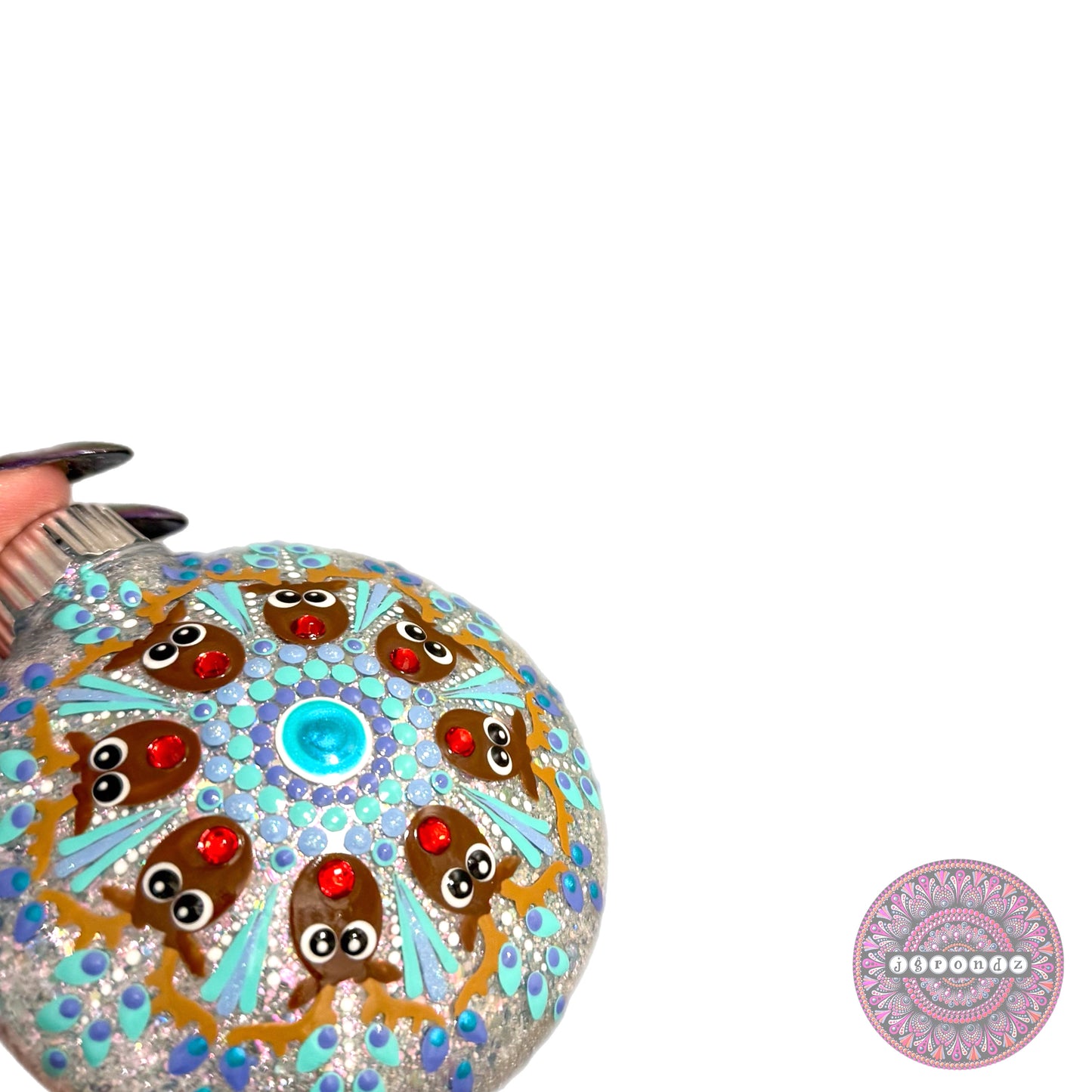 3” Rudolph Mandala Glitter Ornament
