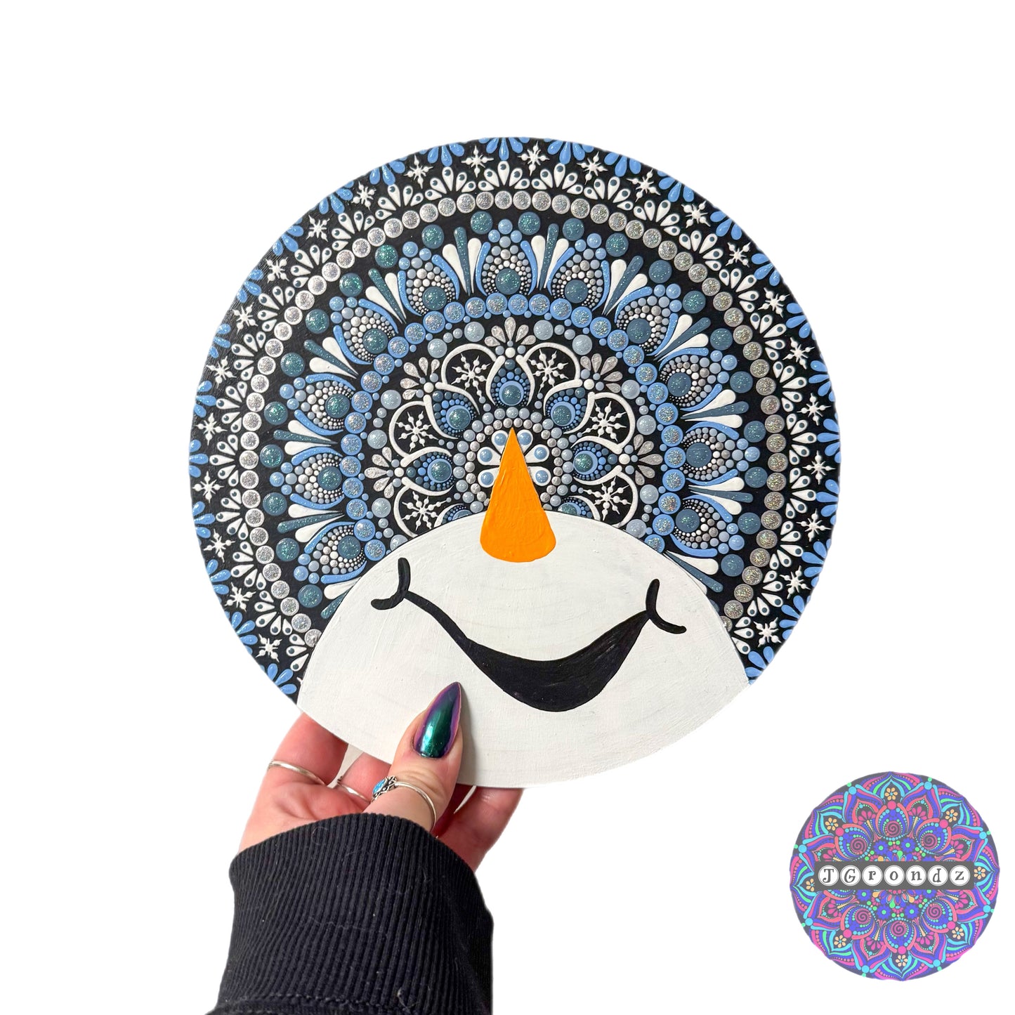 8” Snowman Mandala Painting