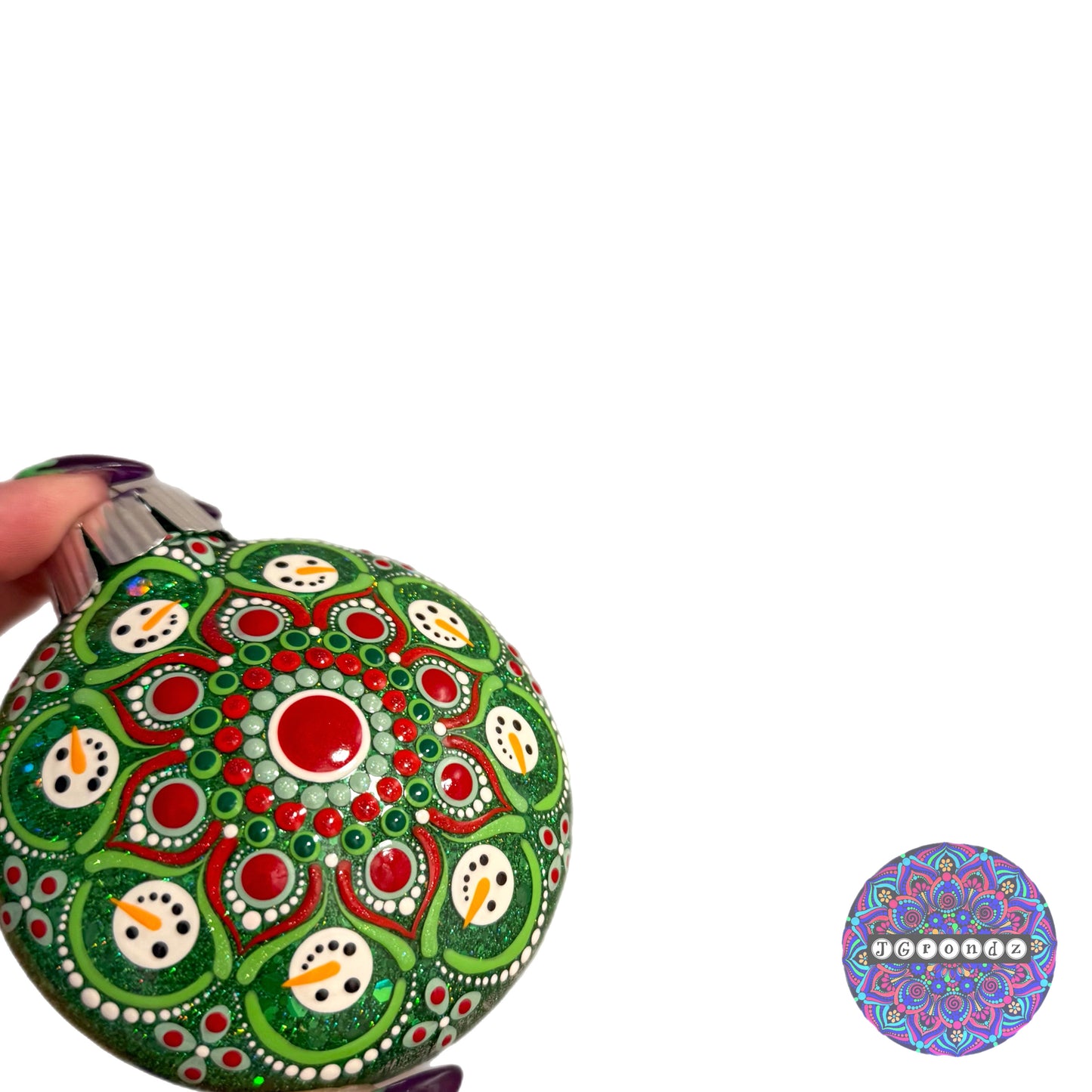 3” Snowman Mandala Glitter Ornament