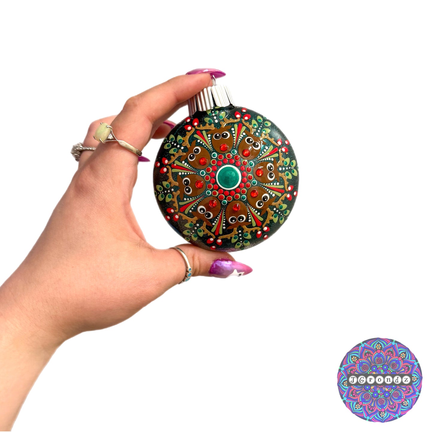 3” Rudolph Mandala Glitter Ornament