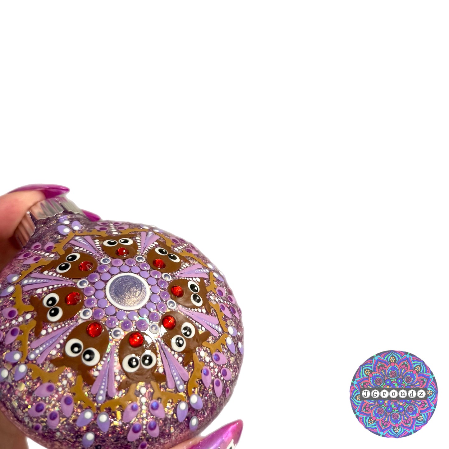 3” Rudolph Mandala Glitter Ornament