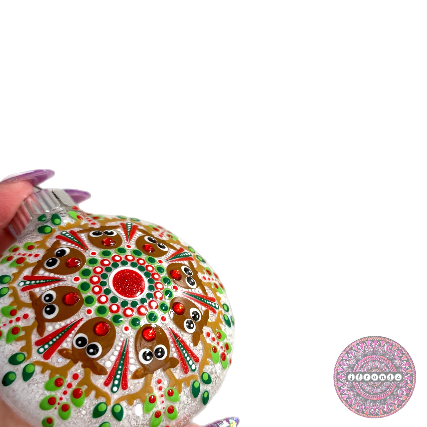 3” Rudolph Mandala Glitter Ornament
