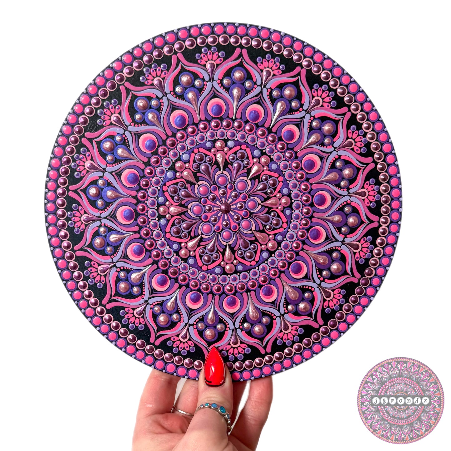 8” Pink and Purple Mandala Painting