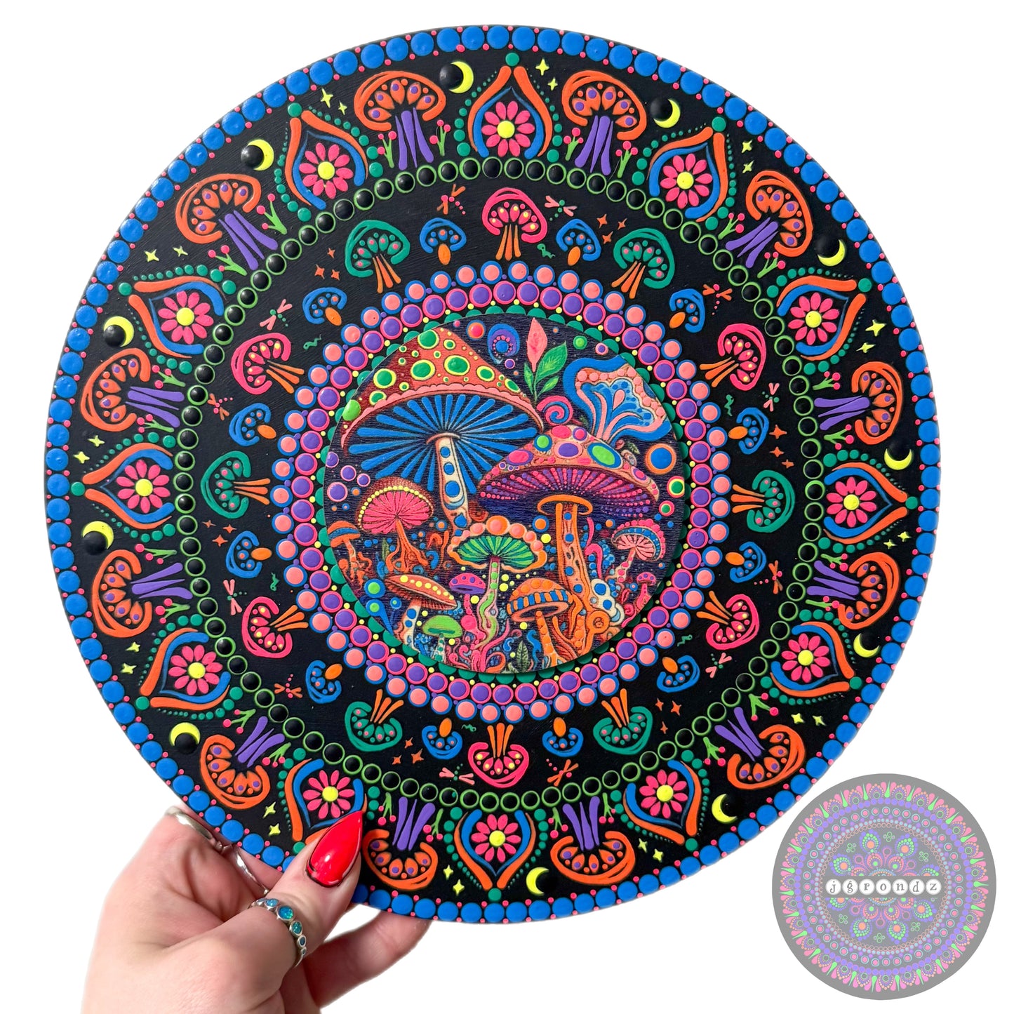 10” Black Light Mandala Painting