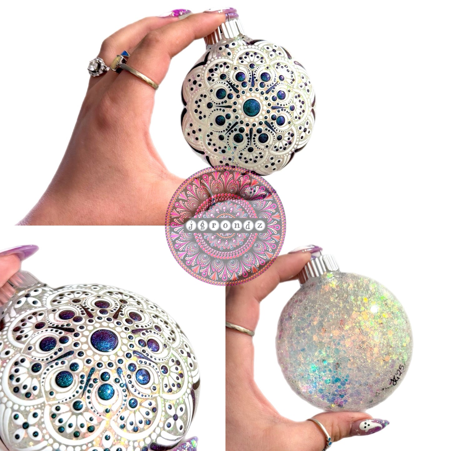 3” Oil Slick Mandala Glitter Ornament (#100 for July)