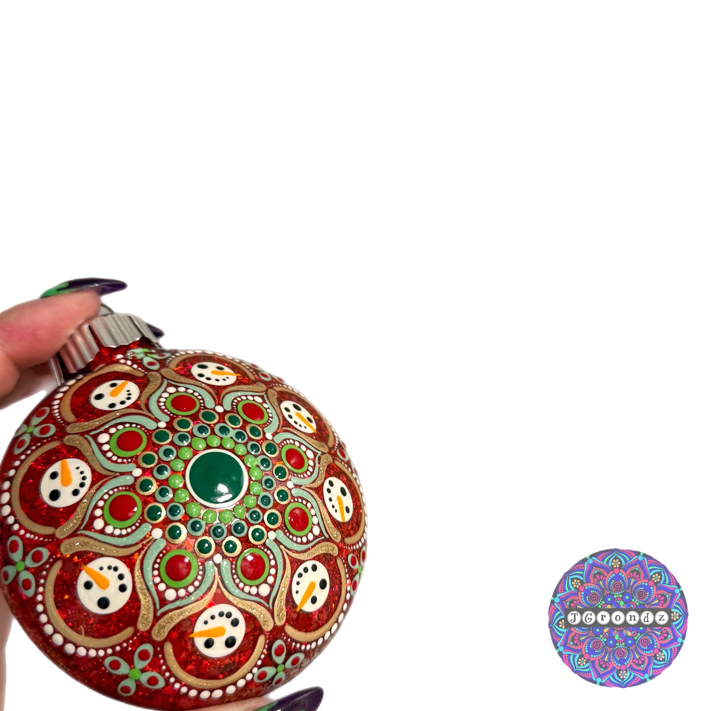 3” Snowman Mandala Glitter Ornament