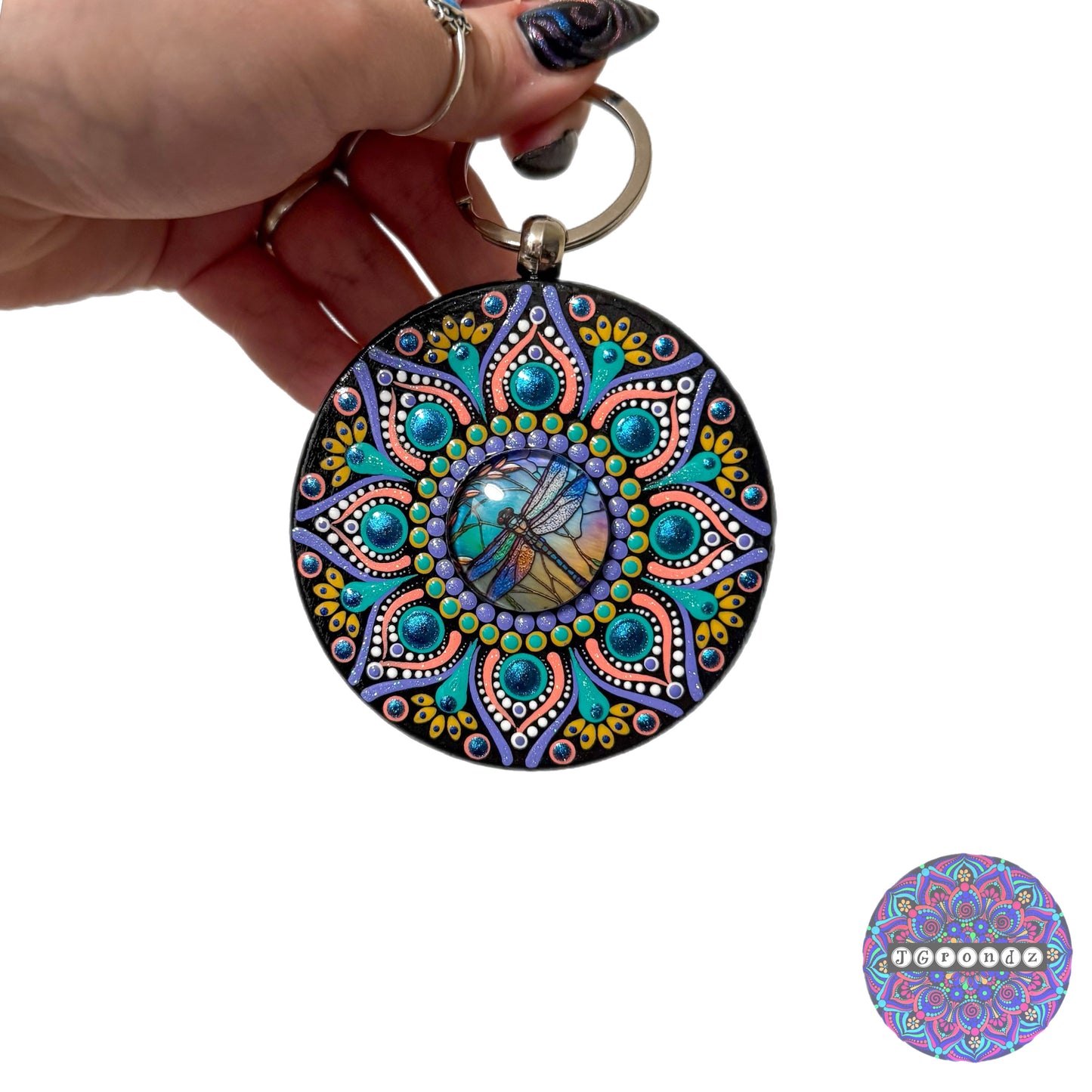Dragonfly Mandala Purse Pendant 3”