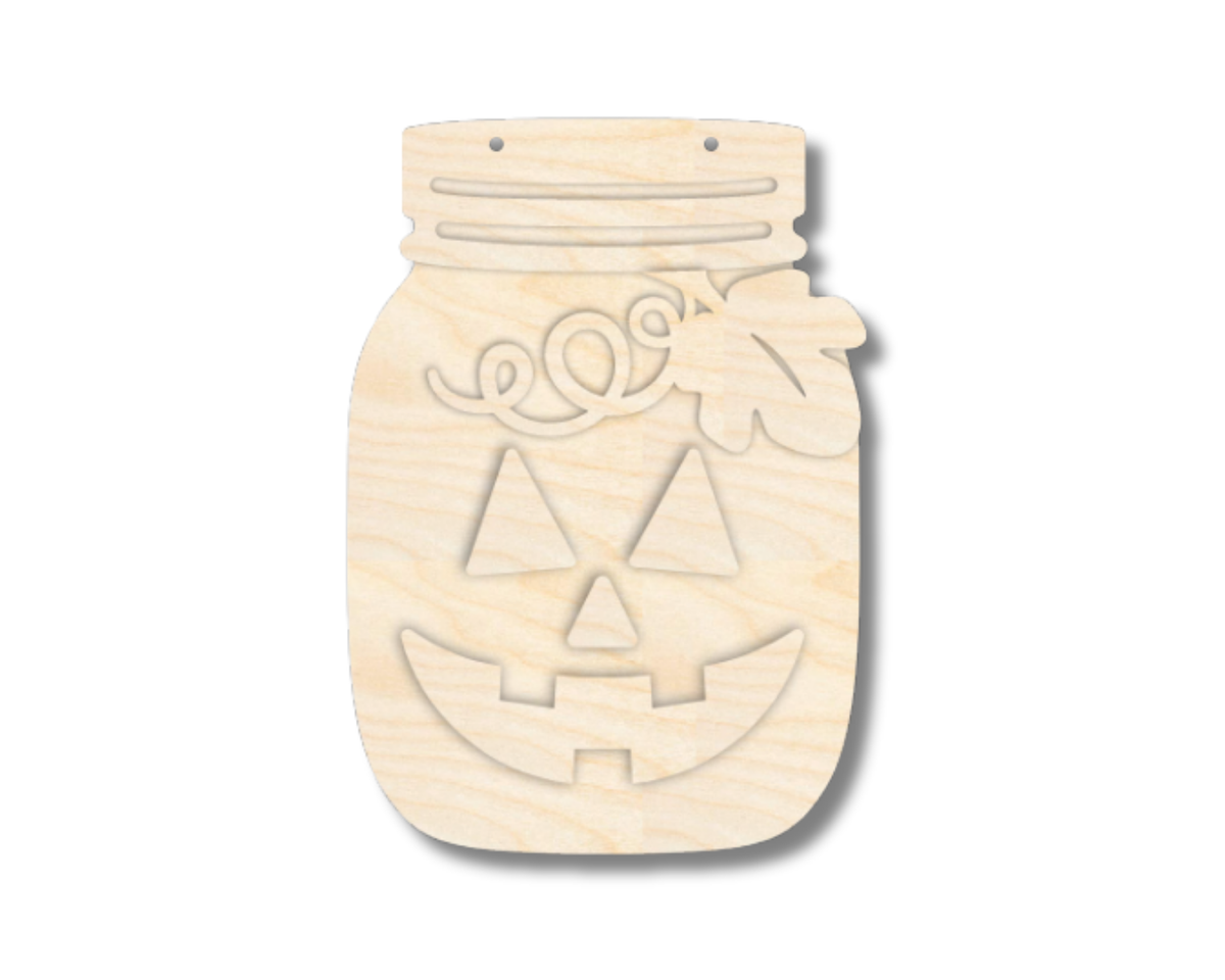 Unfinished Wood Layered Halloween Mason Jars | 8" Tall | 1/4" Thick | Wood Craft Cutouts