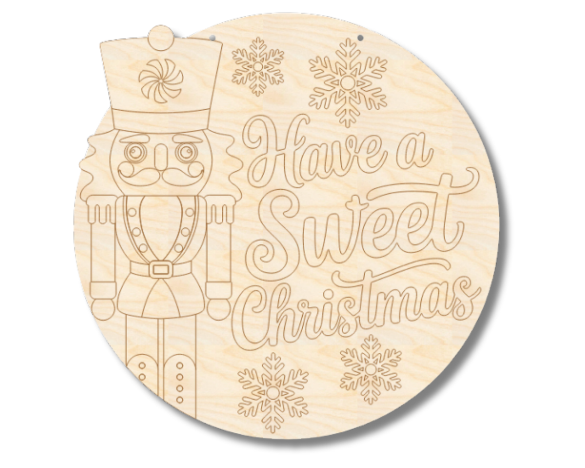 Unfinished Wood Etched Have a Sweet Christmas Door Sign | Paint By Line Crafts | up to 30" DIY