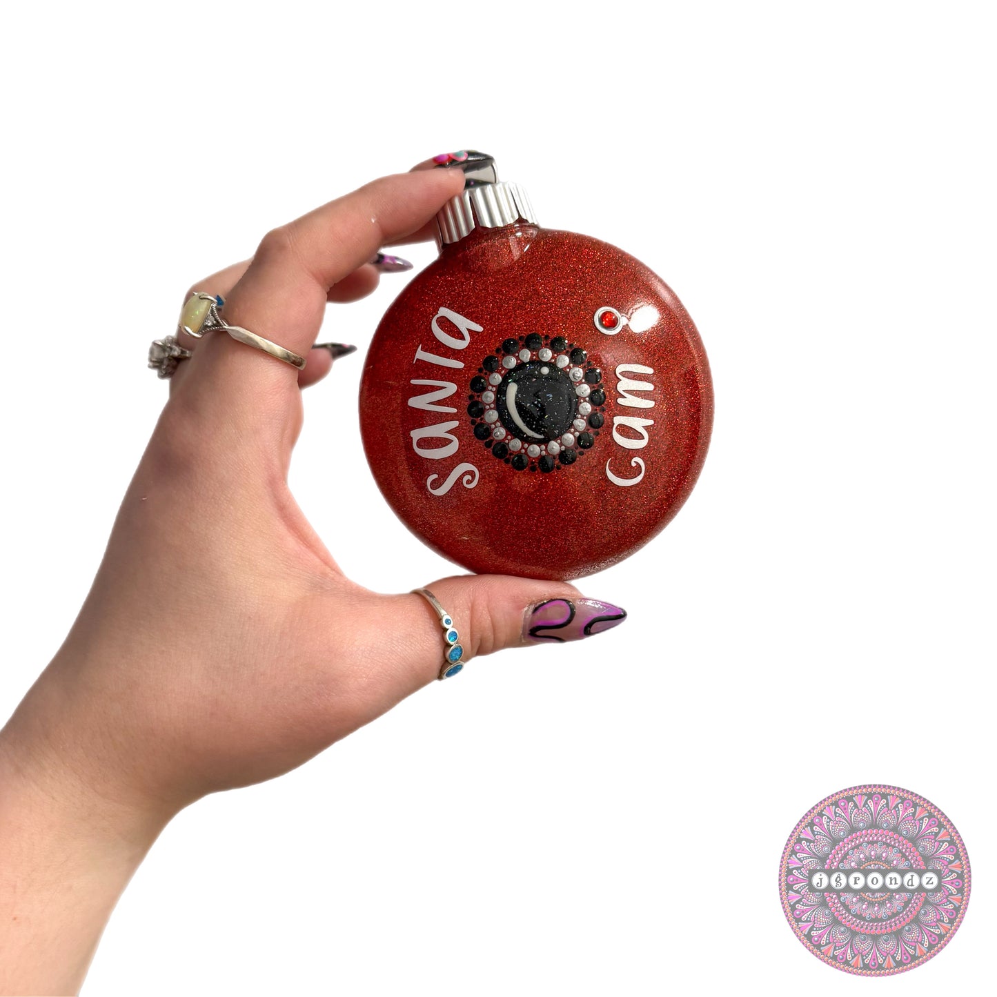 3” Santa Cam Glitter Ornament