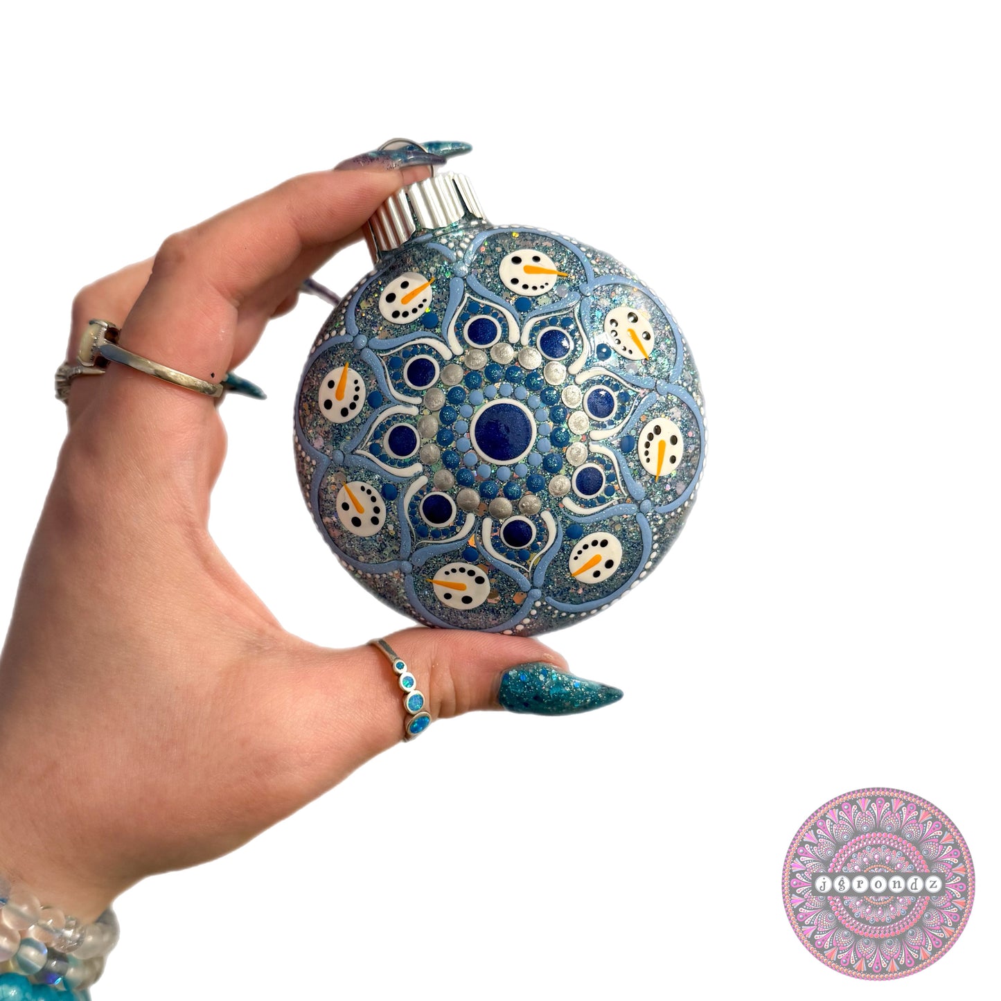 3” Snowman Mandala Glitter Ornament