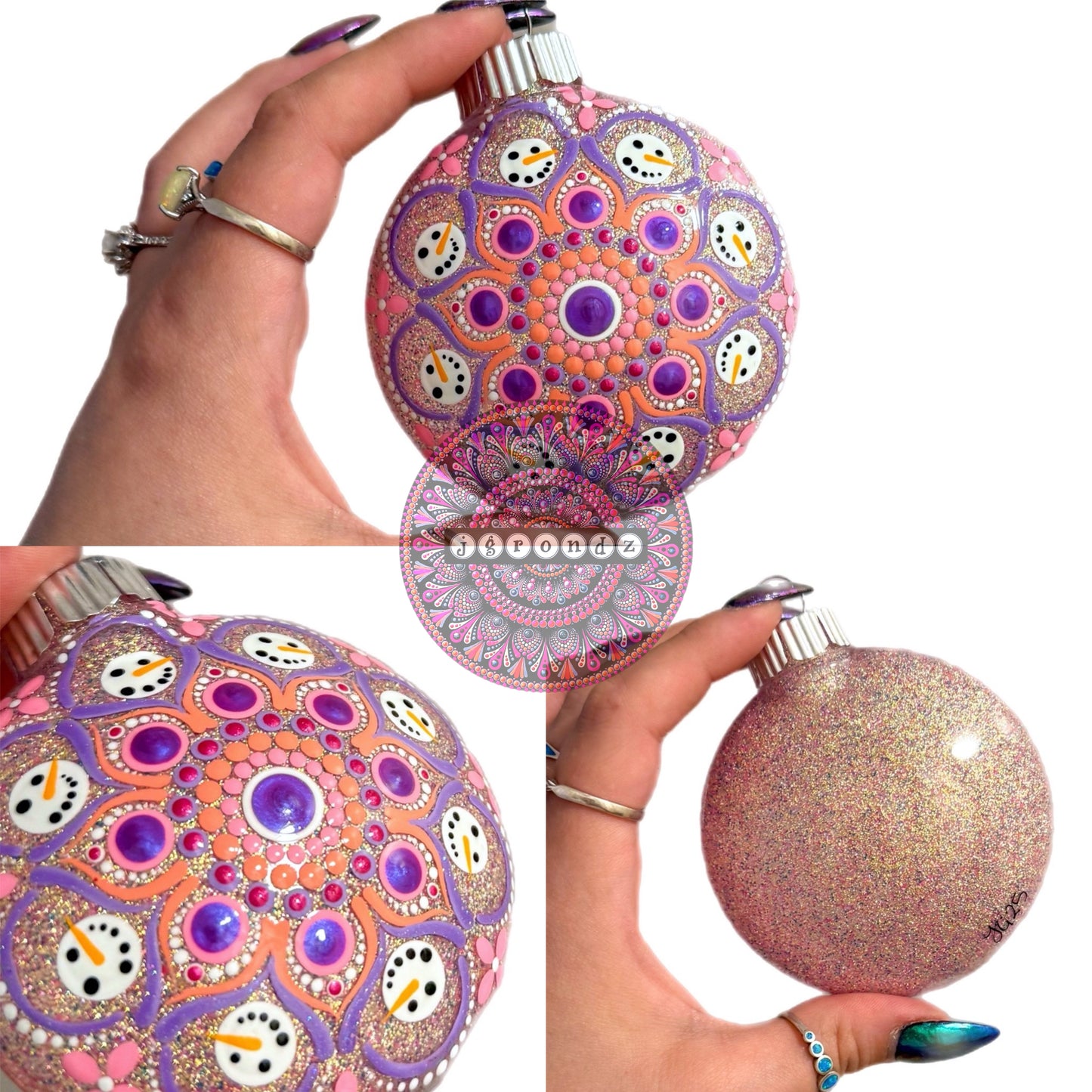 3” Snowman Mandala Glitter Ornament