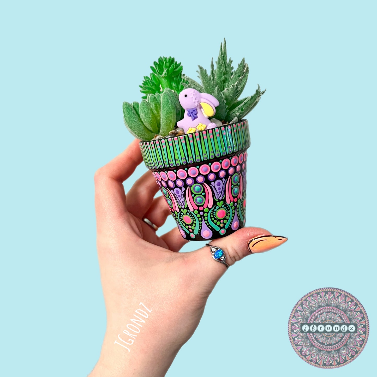 Hoppy Pot - Spring/Easter Painted Succulent Pot