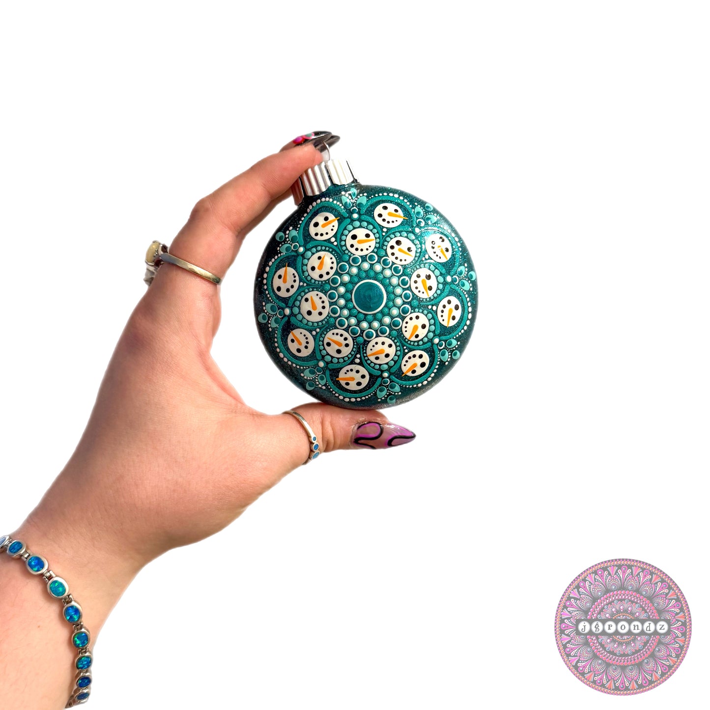 3” Snowman Mandala Glitter Ornament