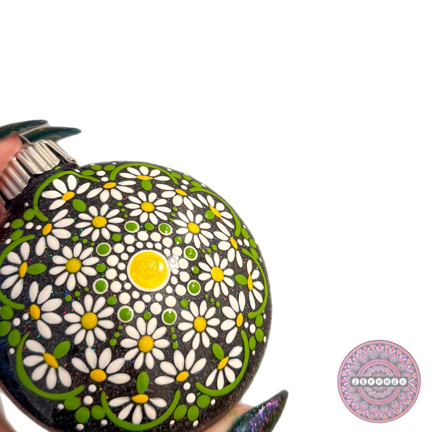 3” Daisy Mandala Glitter Ornament
