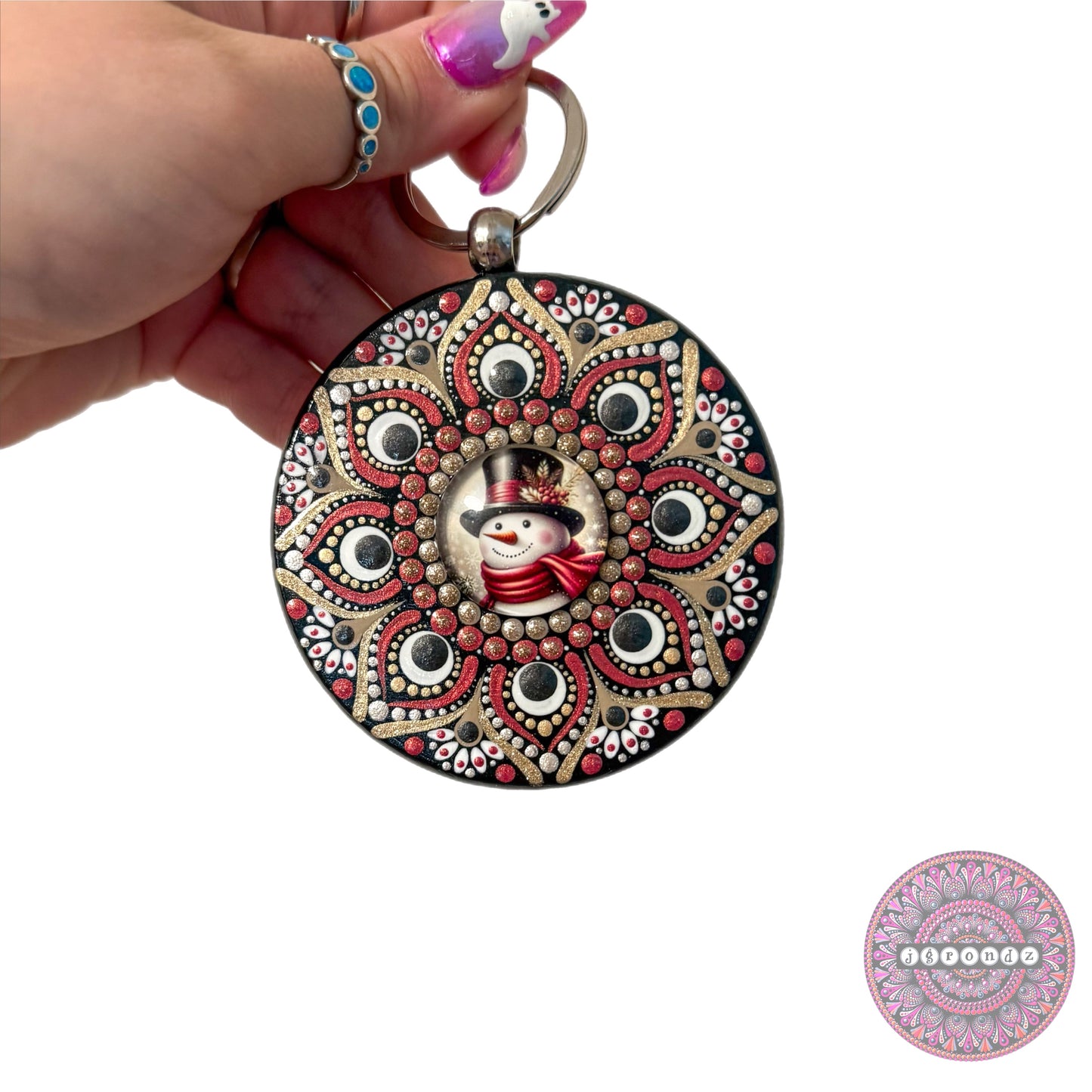 Snowman Mandala Purse Pendant 3”