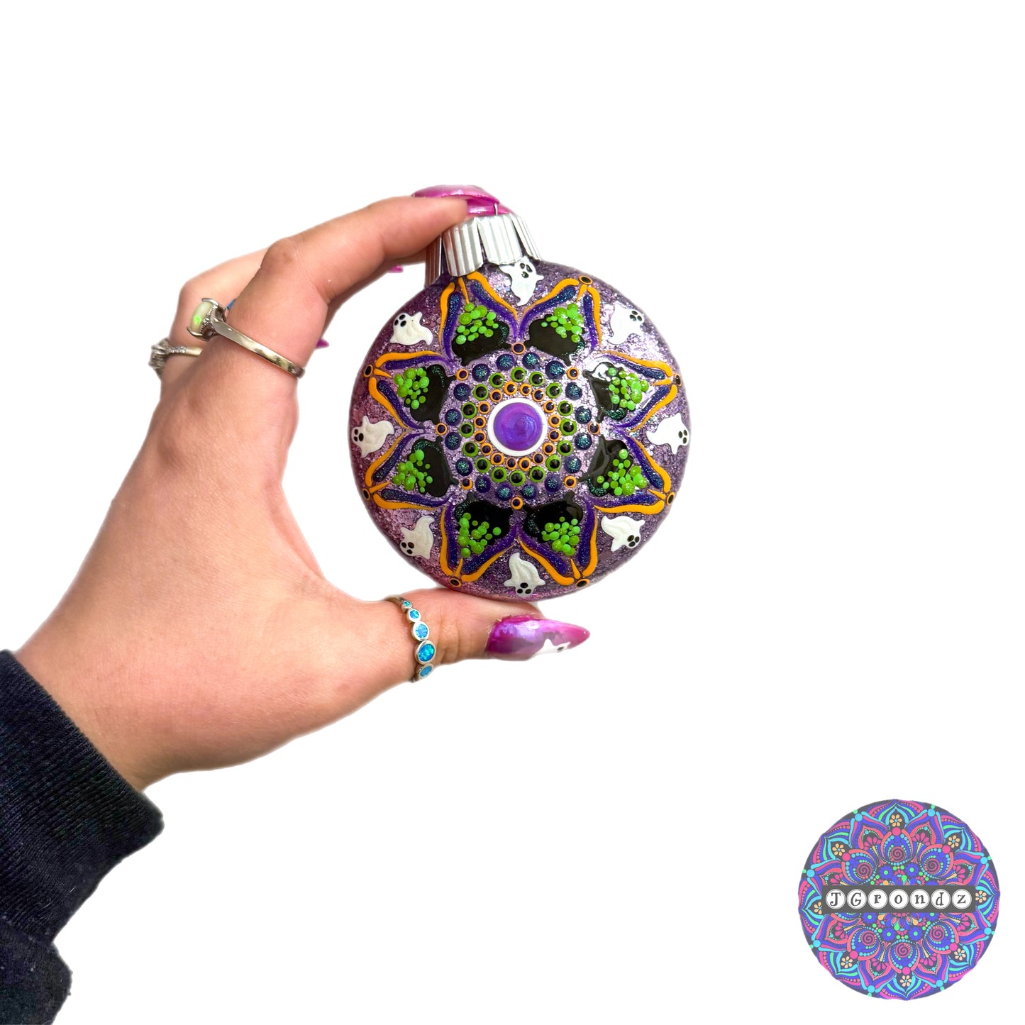 3” Halloween Mandala Glitter Ornament