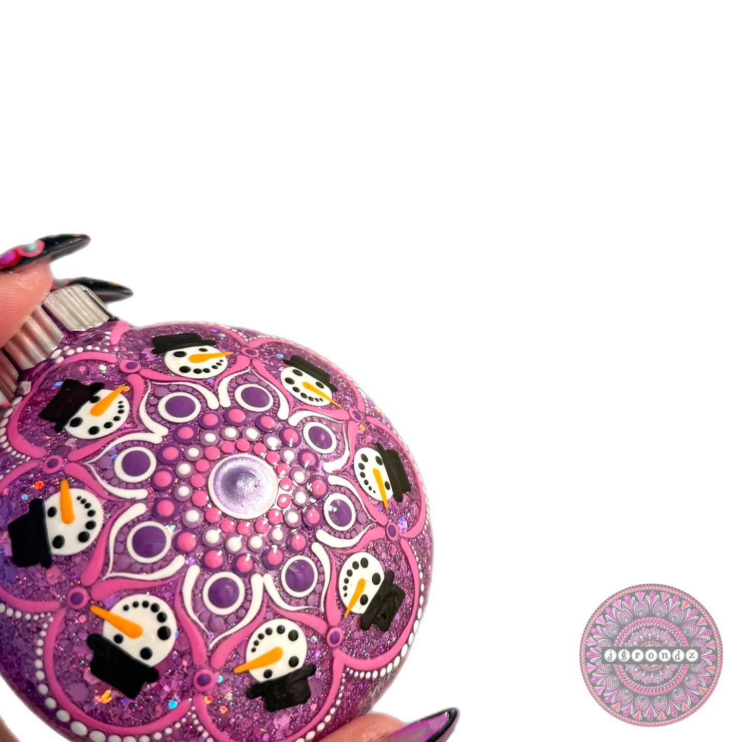3” Snowman Mandala Glitter Ornament