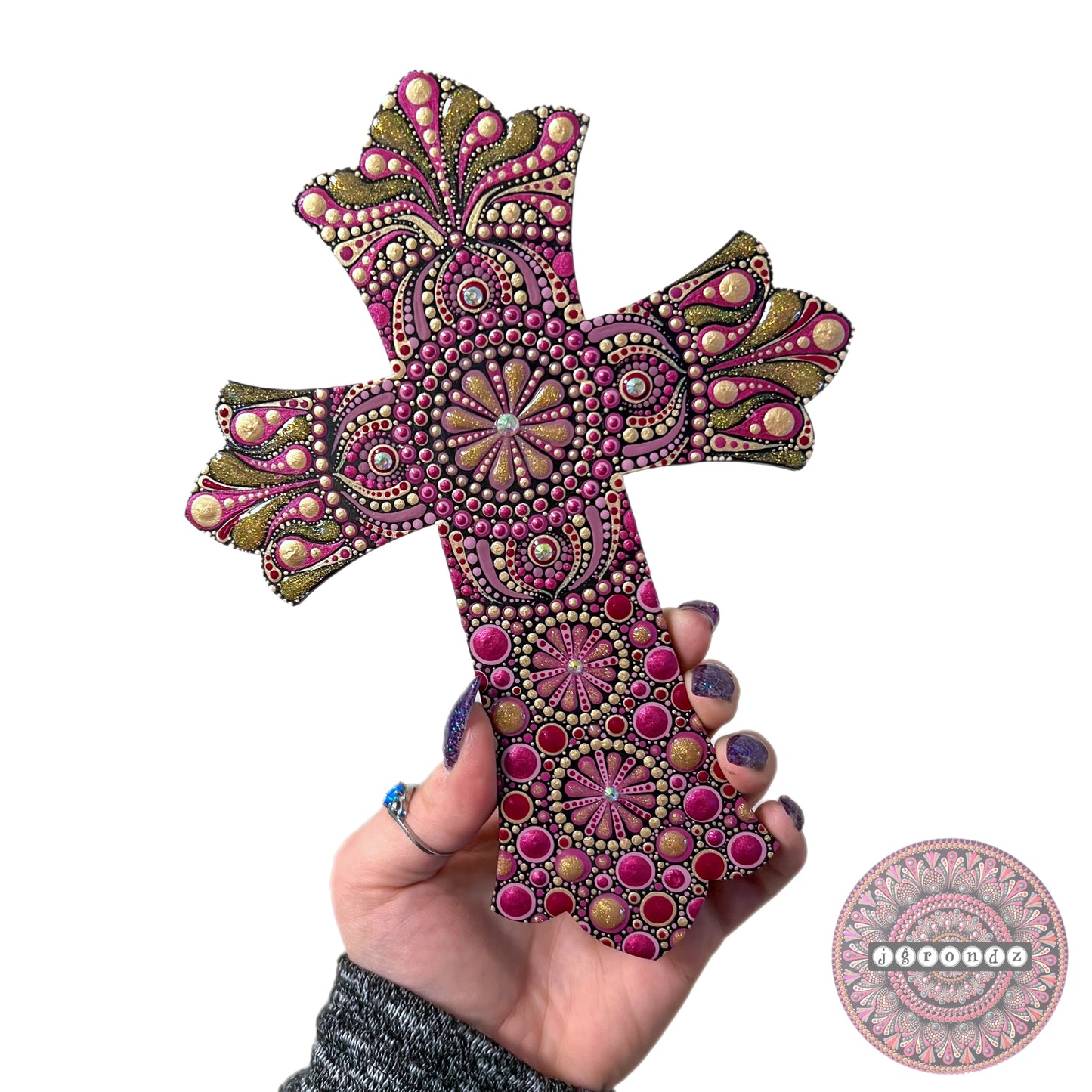 Painted Mandala Dot Art Wooden Cross Wall Decor