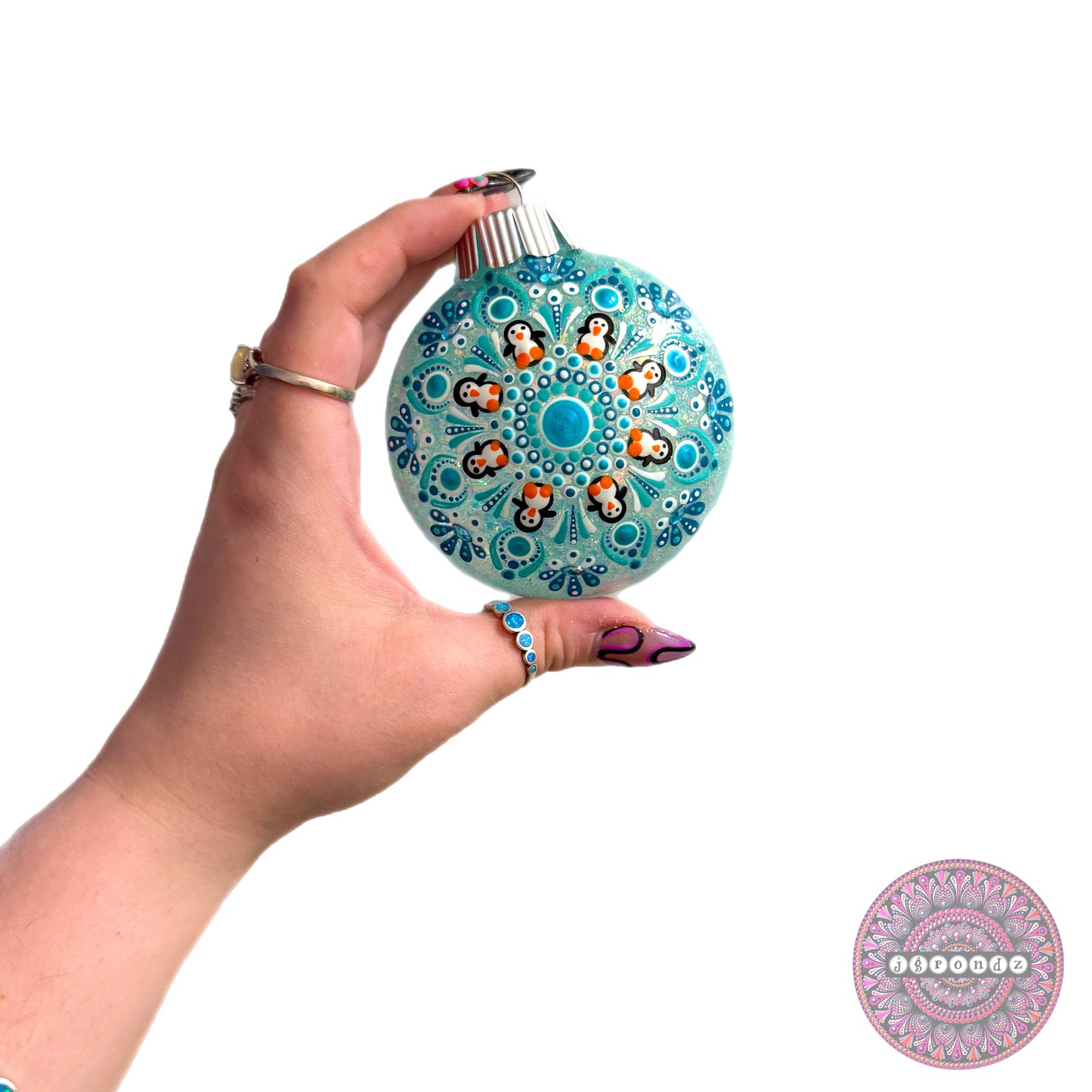 3” Penguin Mandala Glitter Ornament