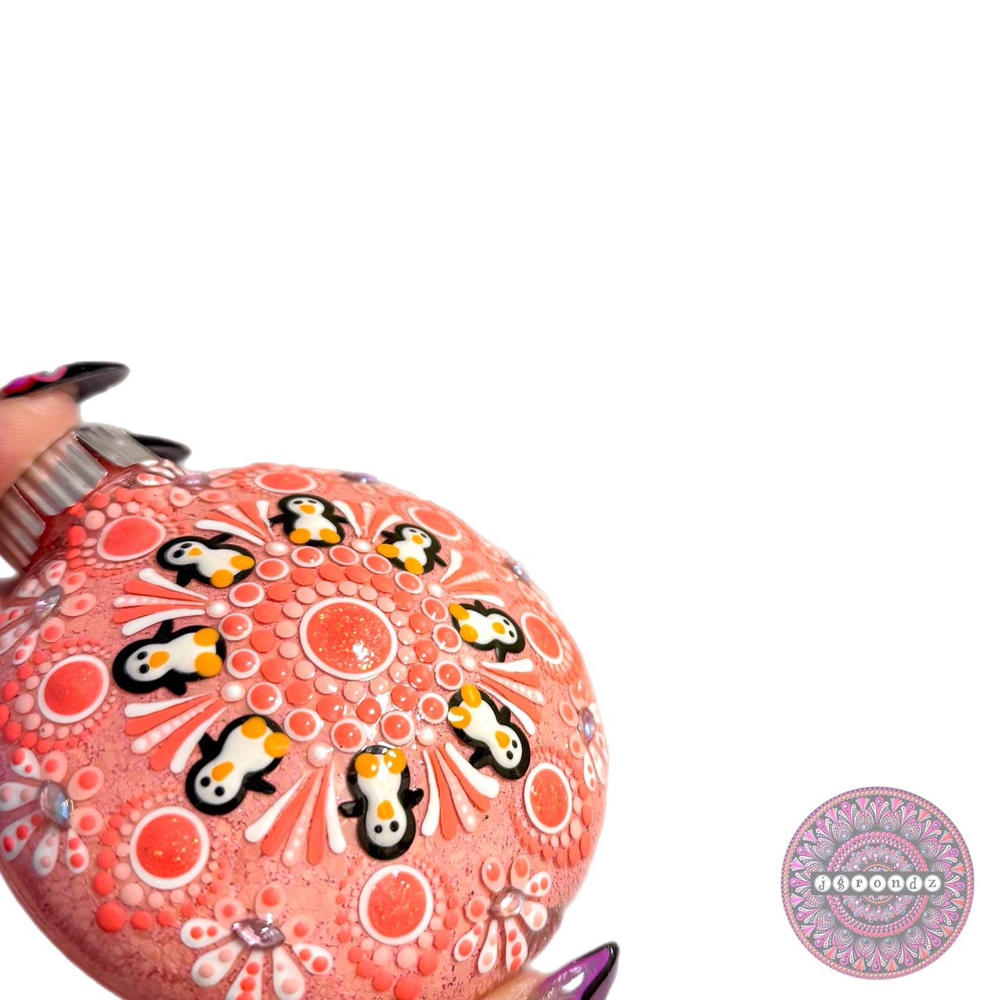 3” Penguin Mandala Glitter Ornament