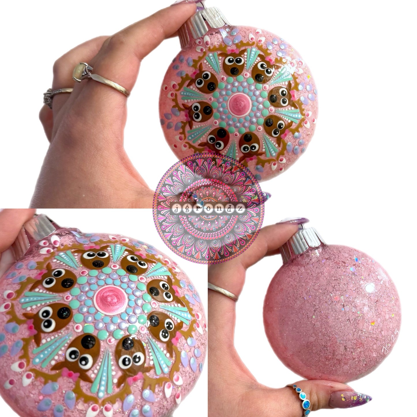 3” Reindeer Mandala Glitter Ornament