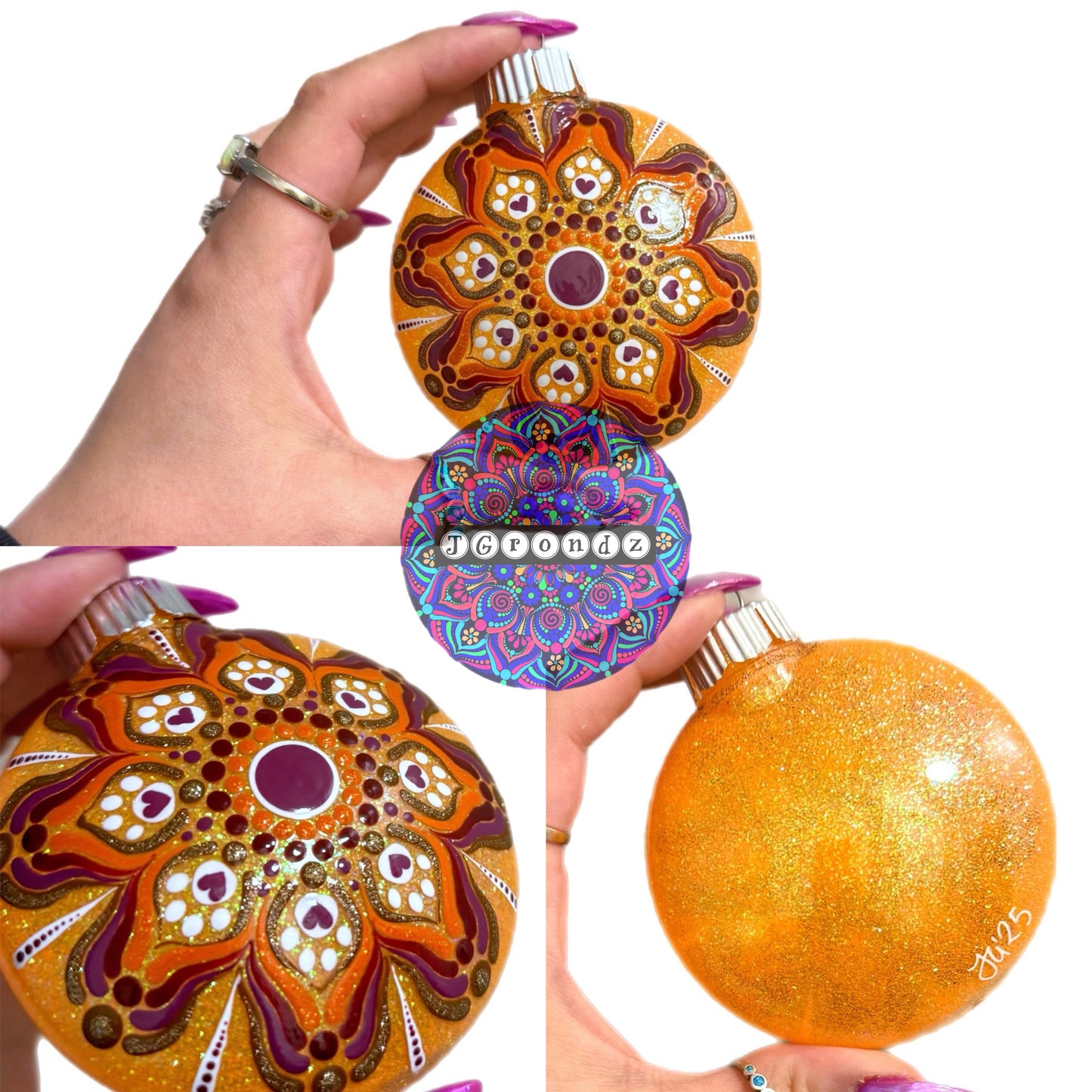 3” Paw Print Mandala Glitter Ornament