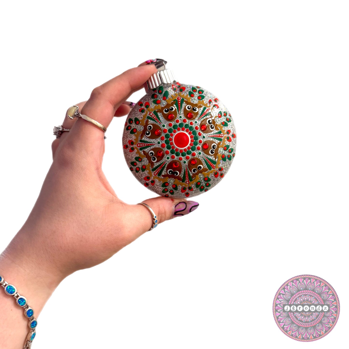 3” Rudolph Mandala Glitter Ornament