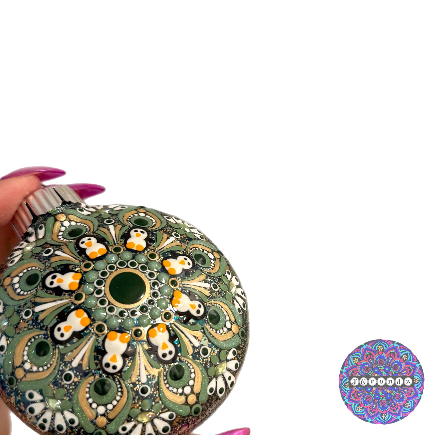 3” Penguin Mandala Glitter Ornament
