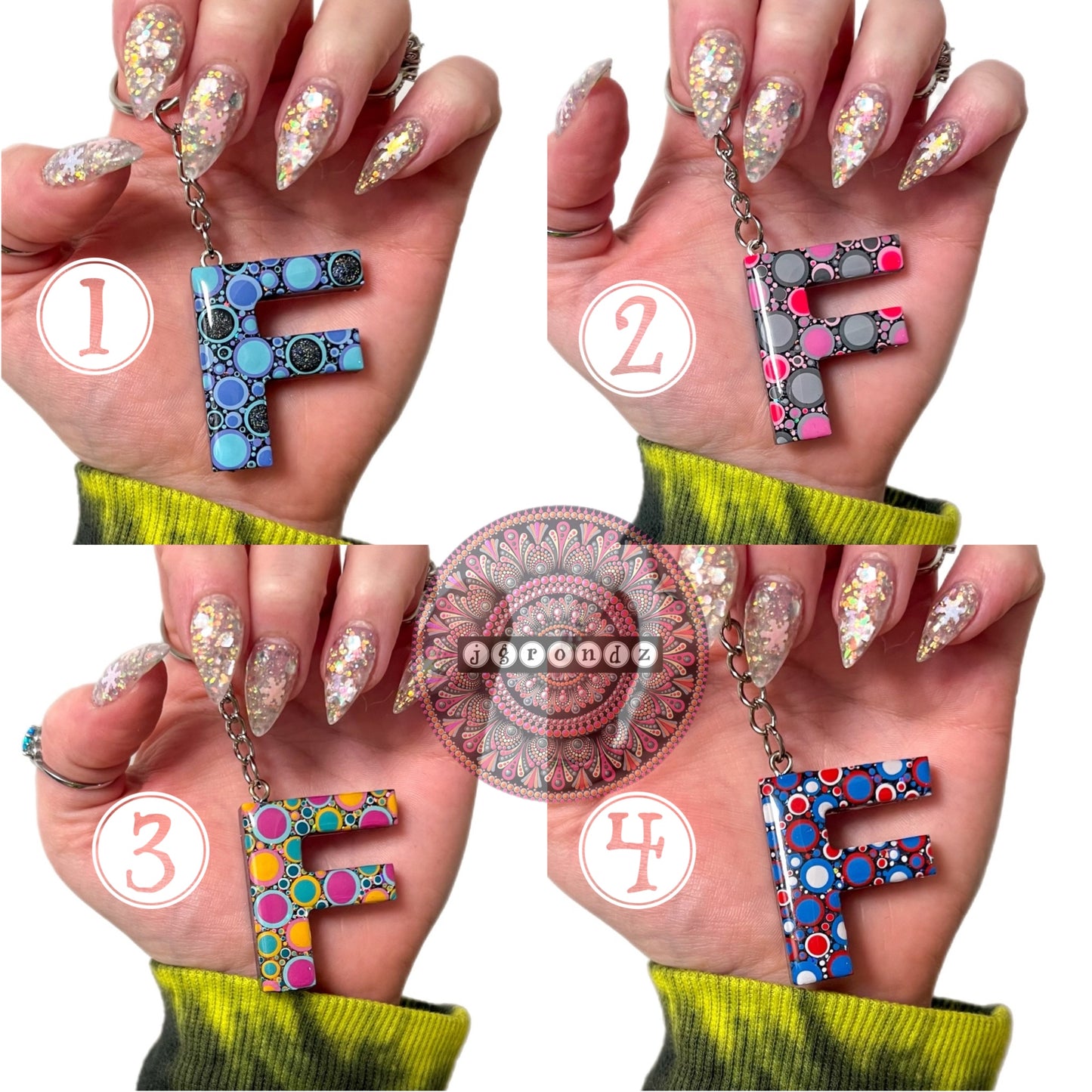 DOT ART KEYCHAIN "F"