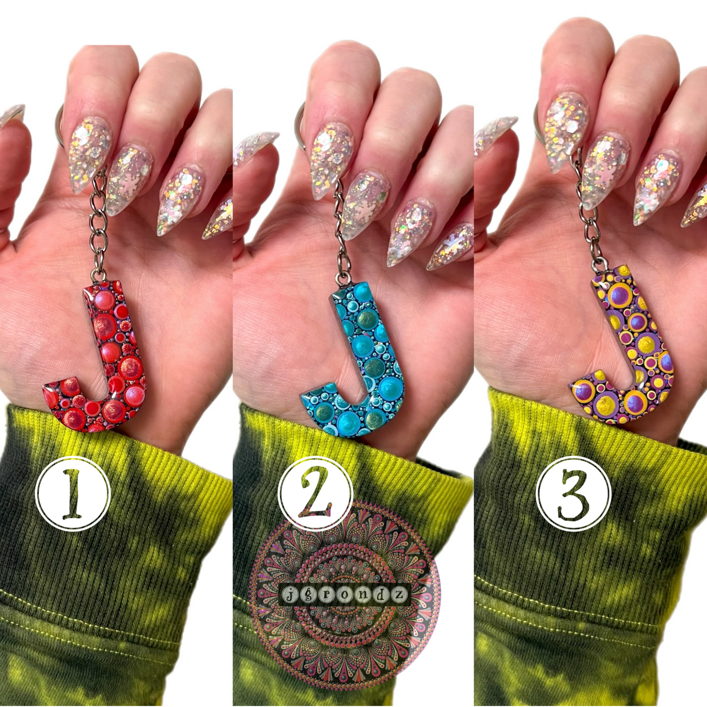 DOT ART KEYCHAIN "J"