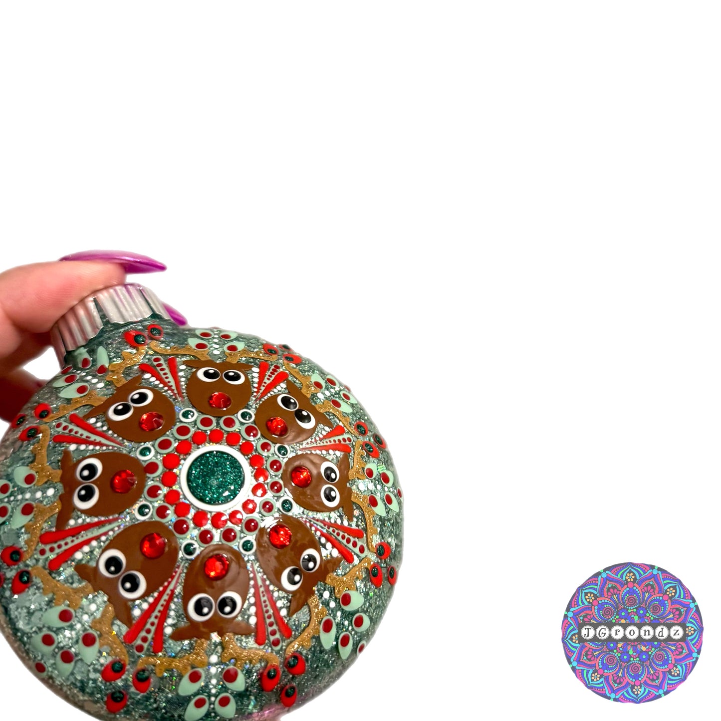 3” Rudolph Mandala Glitter Ornament