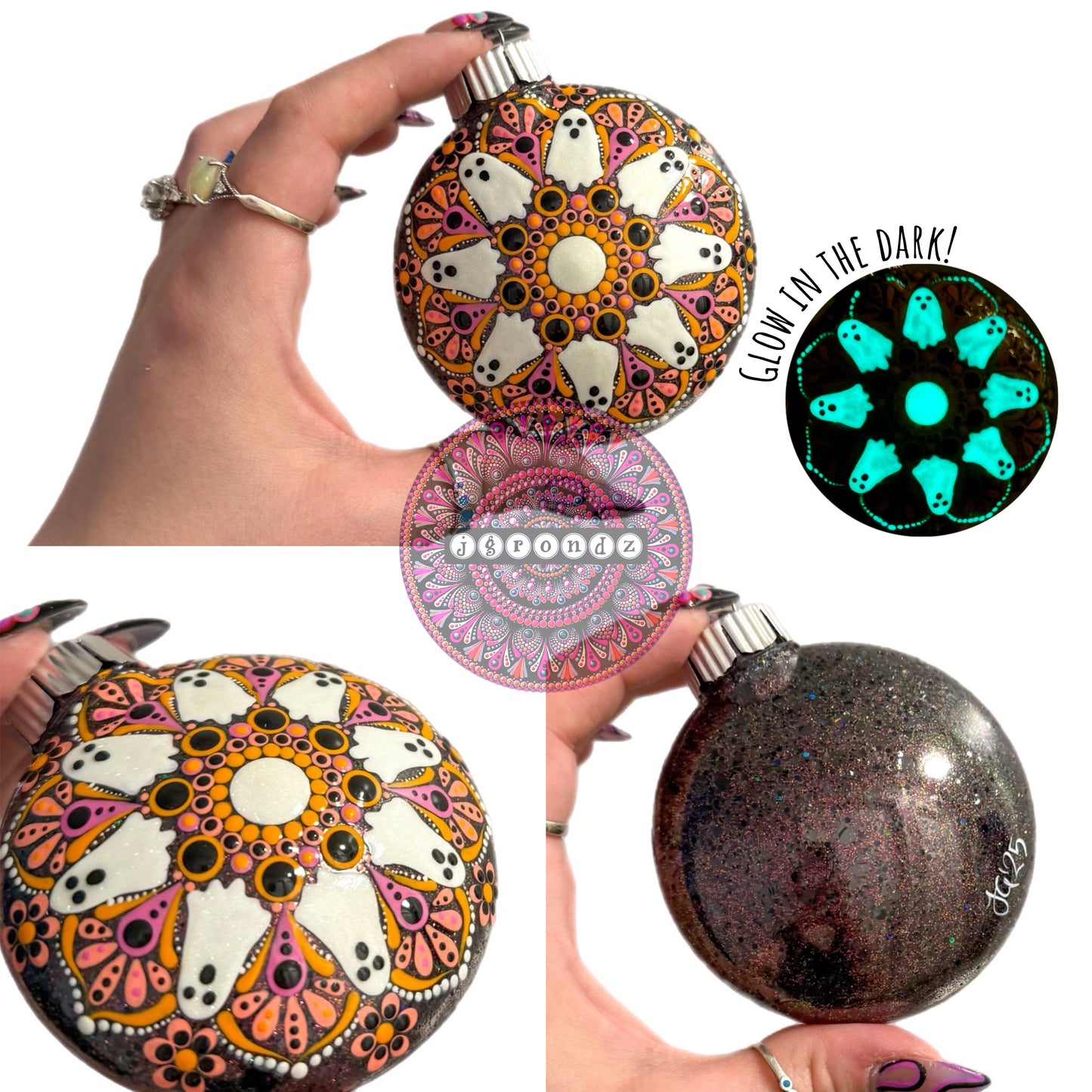 3” Halloween Mandala Glitter Ornament
