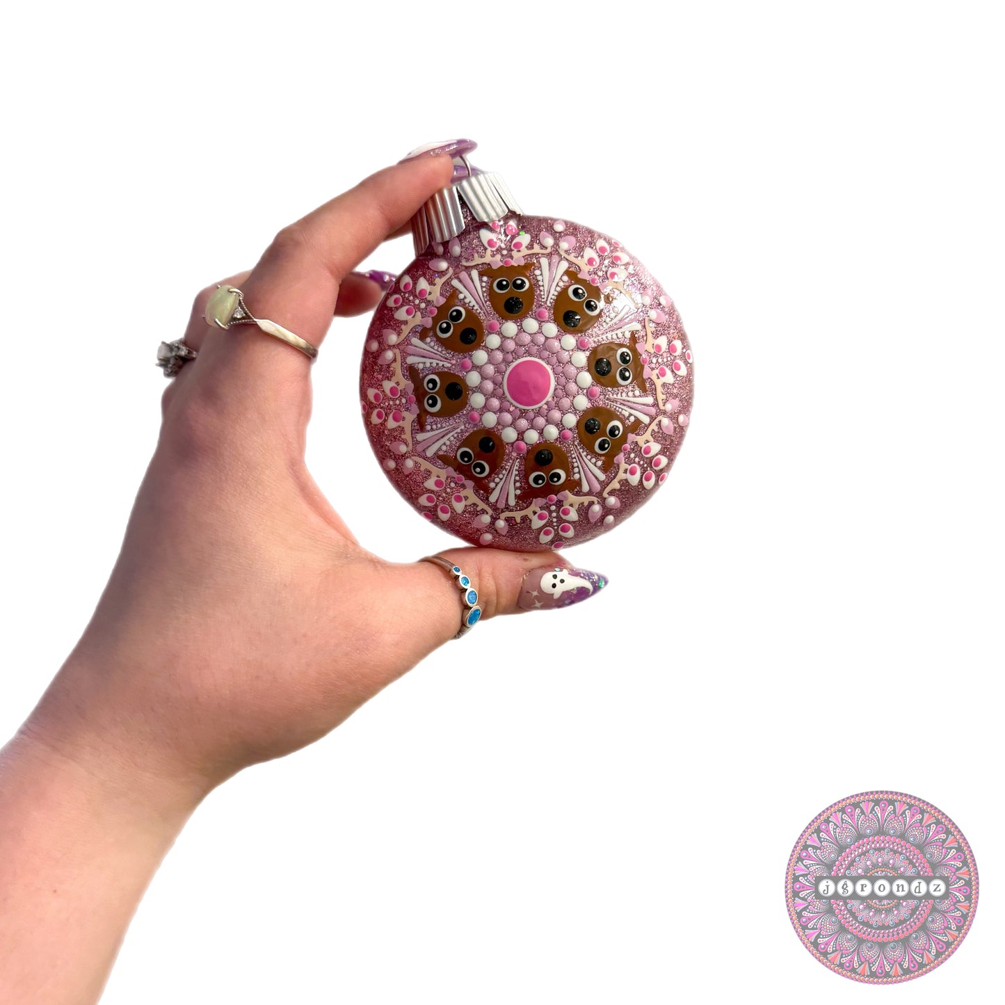 3” Reindeer Mandala Glitter Ornament