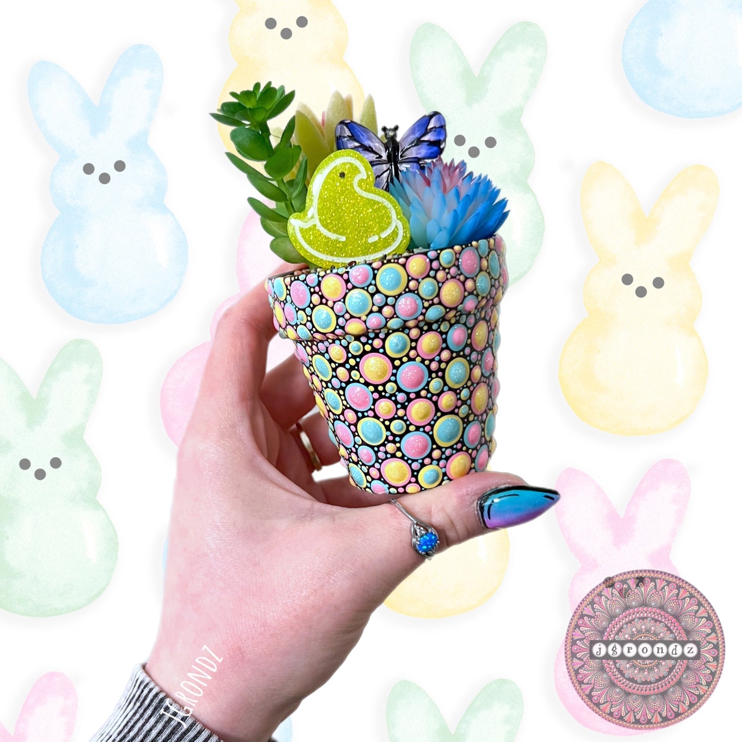 Hoppy Pot - Spring/Easter Painted Succulent Pot